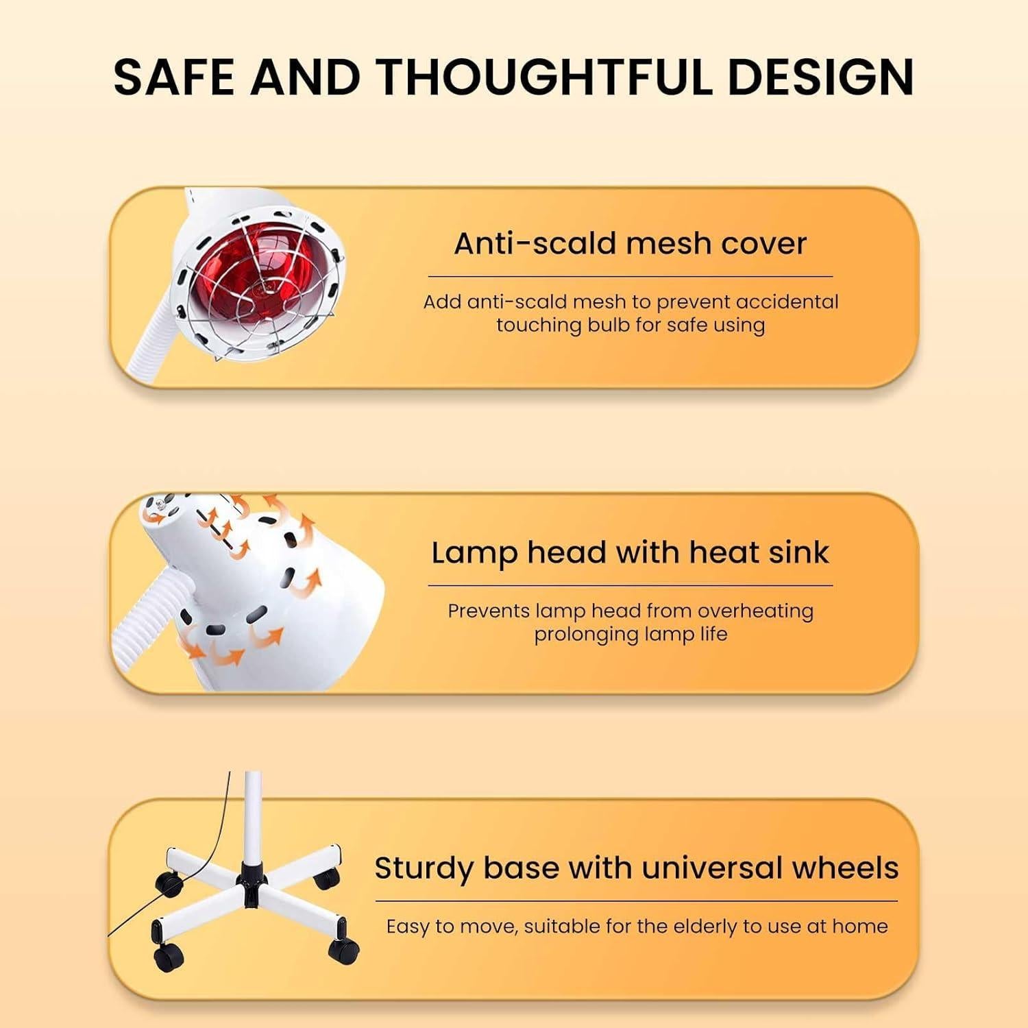 Lámpara de Terapia de Luz Roja YUNCHI 275W con Control Remoto