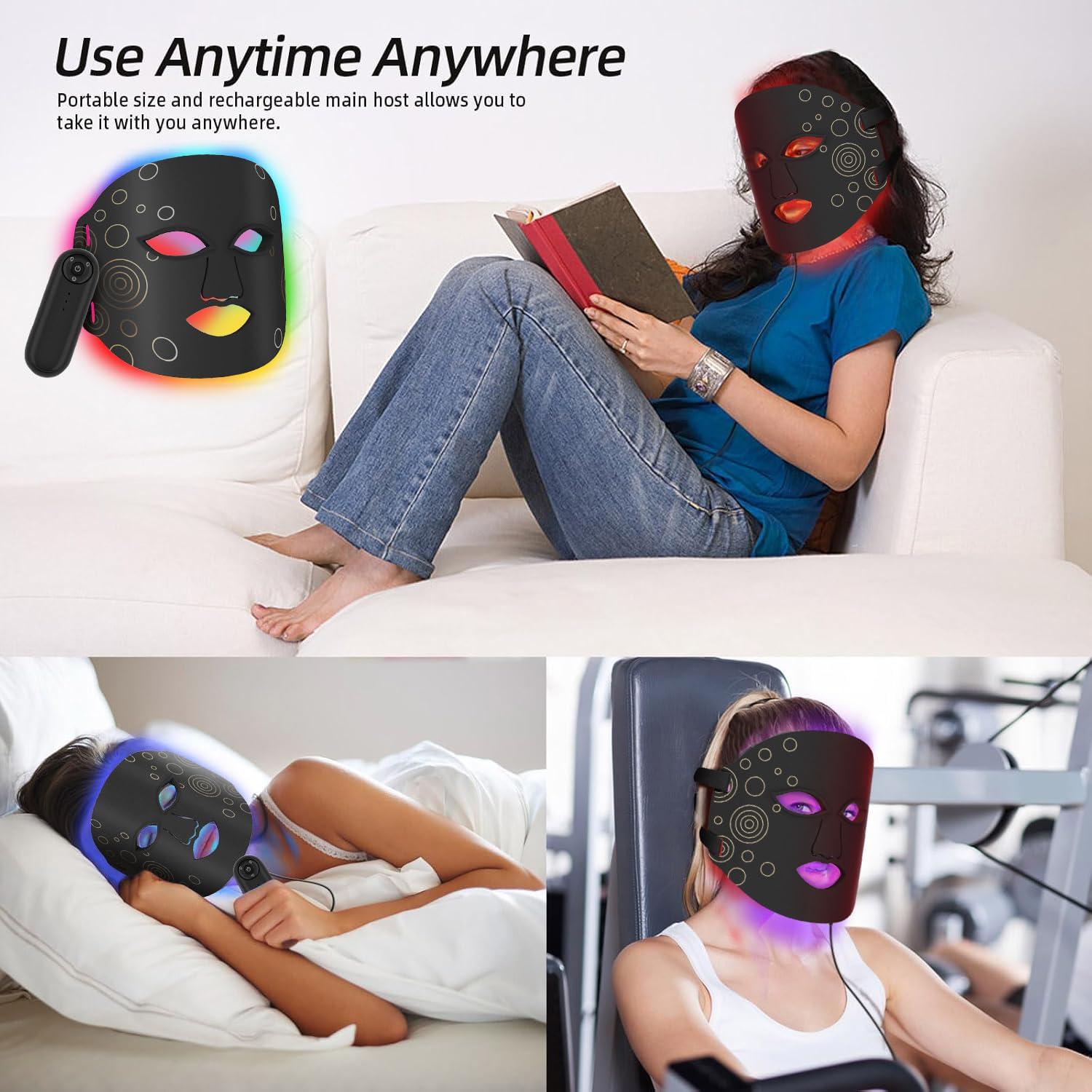 Máscara Facial LED JICHAMOXY Terapia de Luz Multicolor 30.99x22.39cm