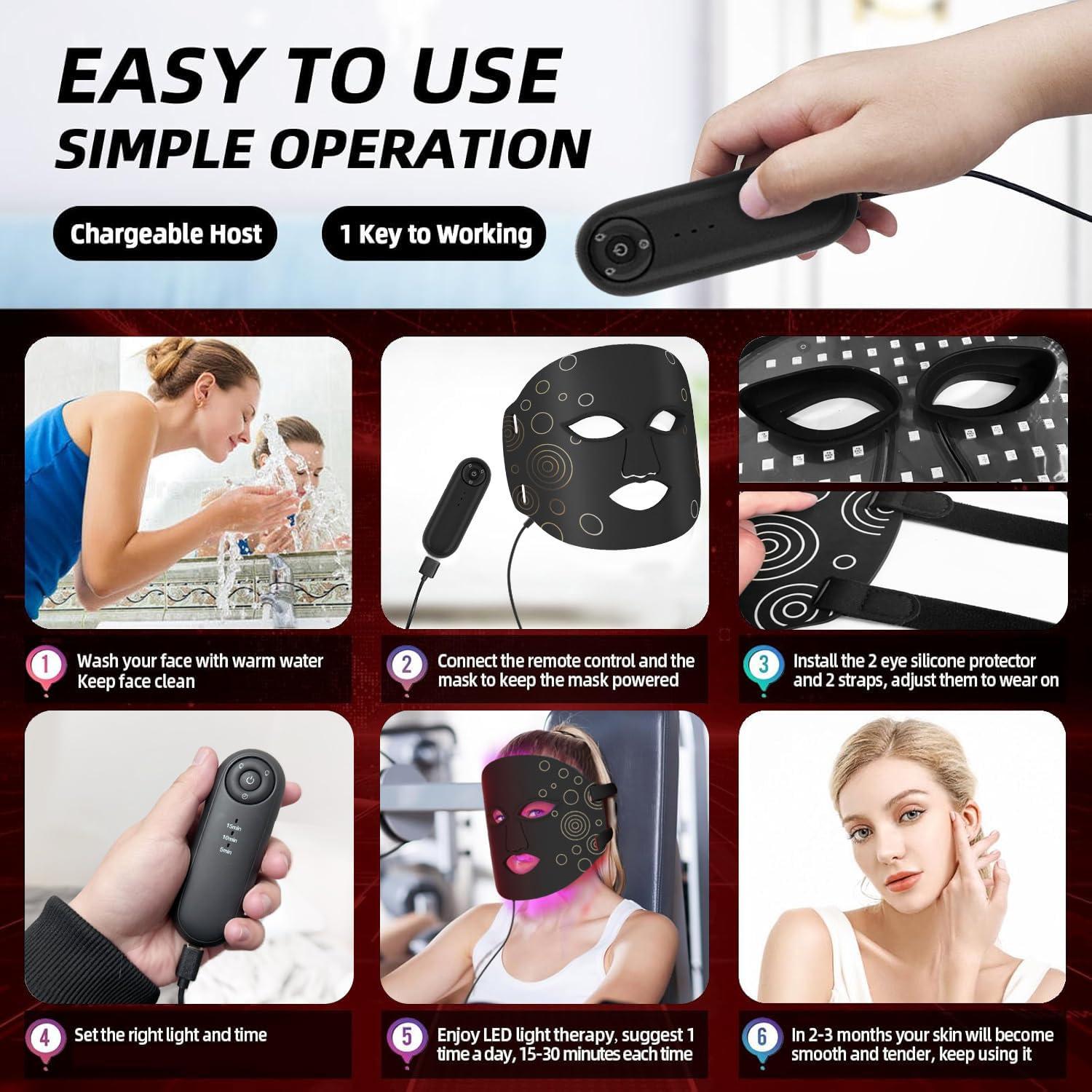 Máscara Facial LED JICHAMOXY Terapia de Luz Multicolor 30.99x22.39cm