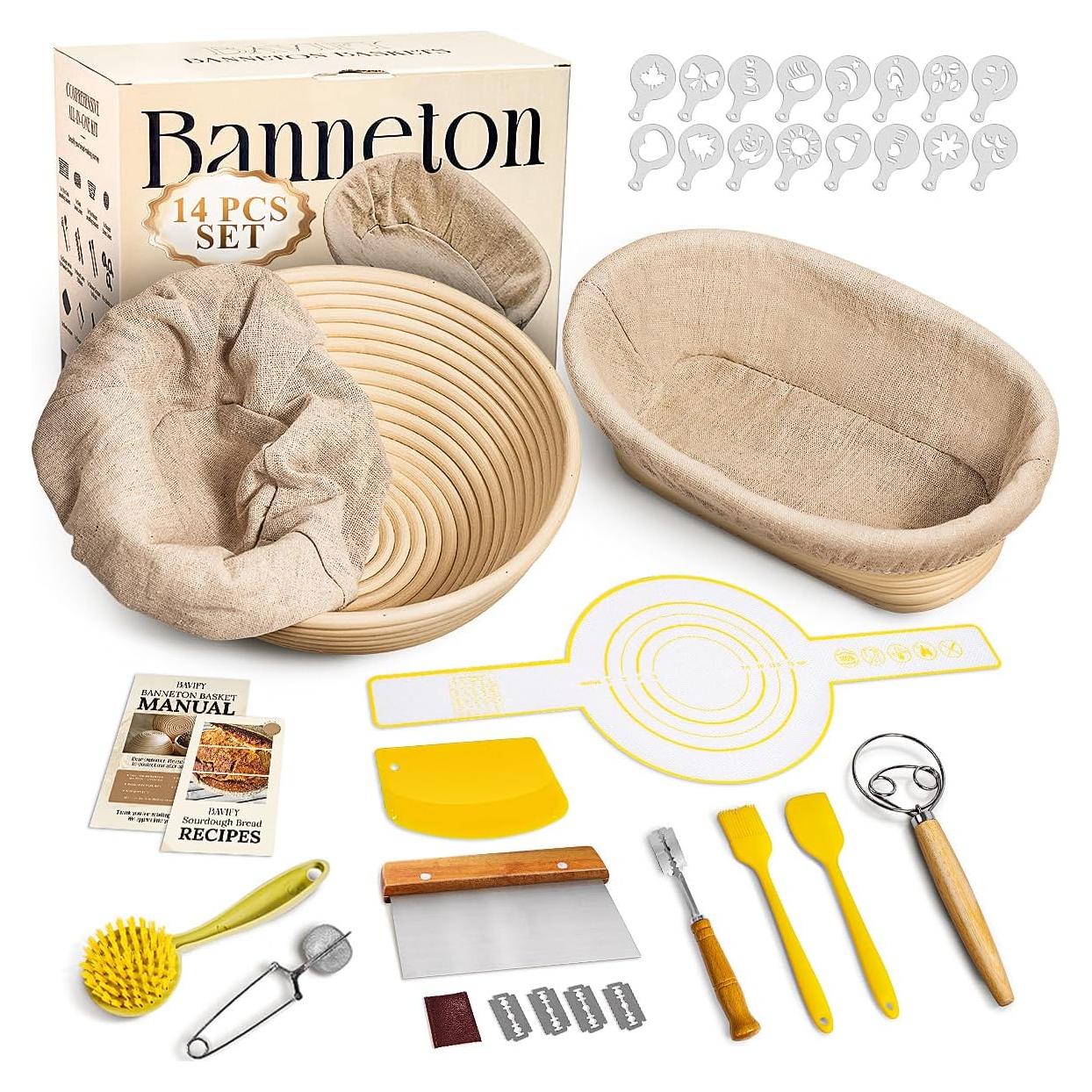 Juego de Cestas Banneton BAVIFY 14 Piezas para Pan