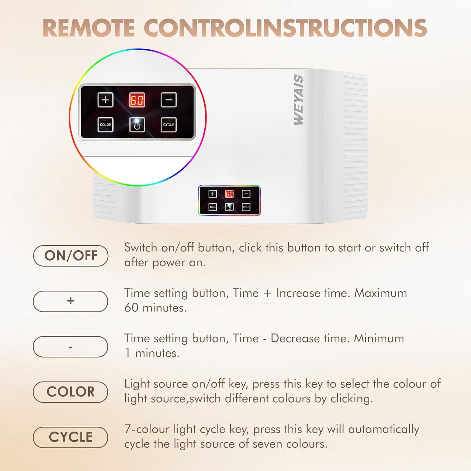 Máscara Facial LED Terapia de Luz Roja y Azul 7 Colores