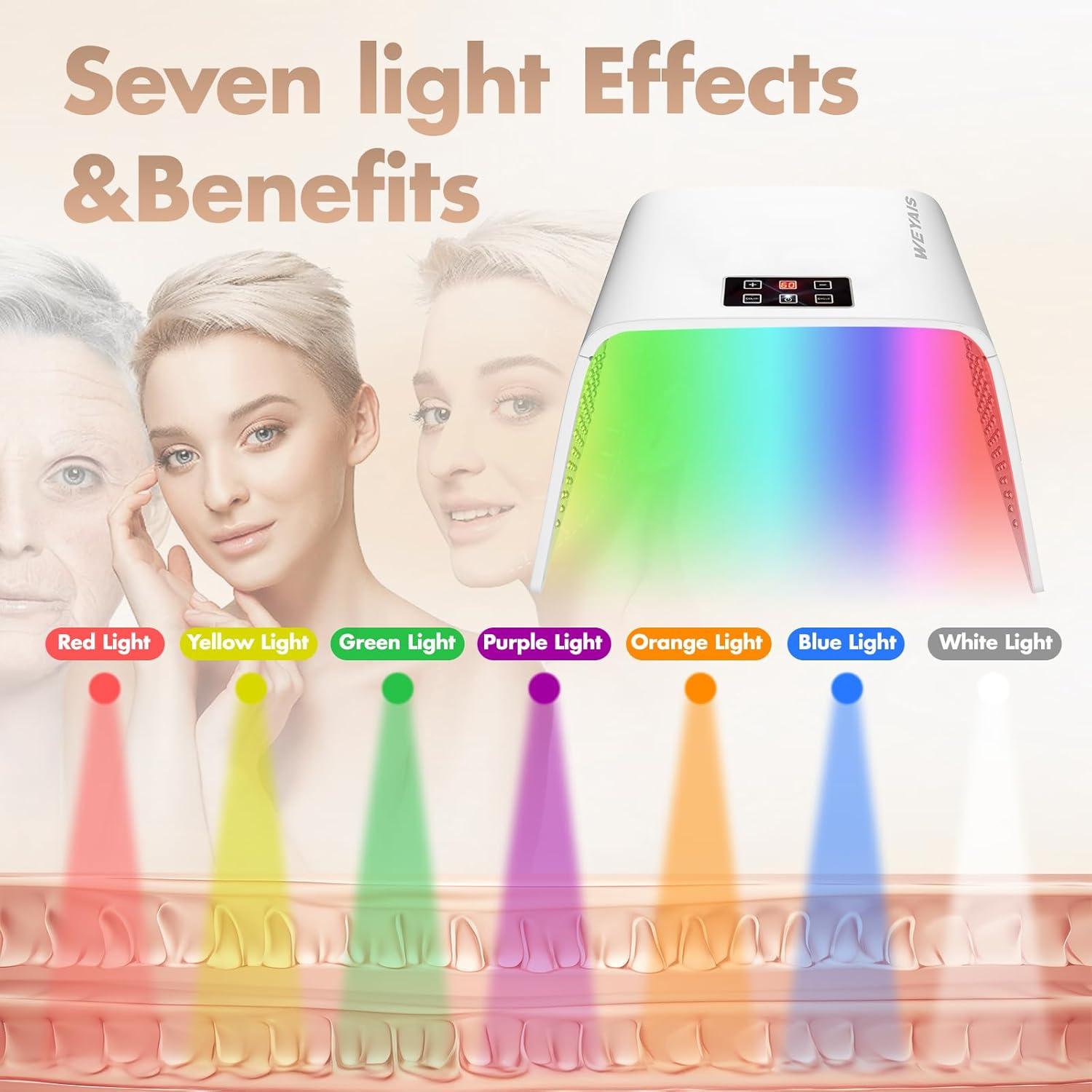Máscara Facial LED Terapia de Luz Roja y Azul 7 Colores