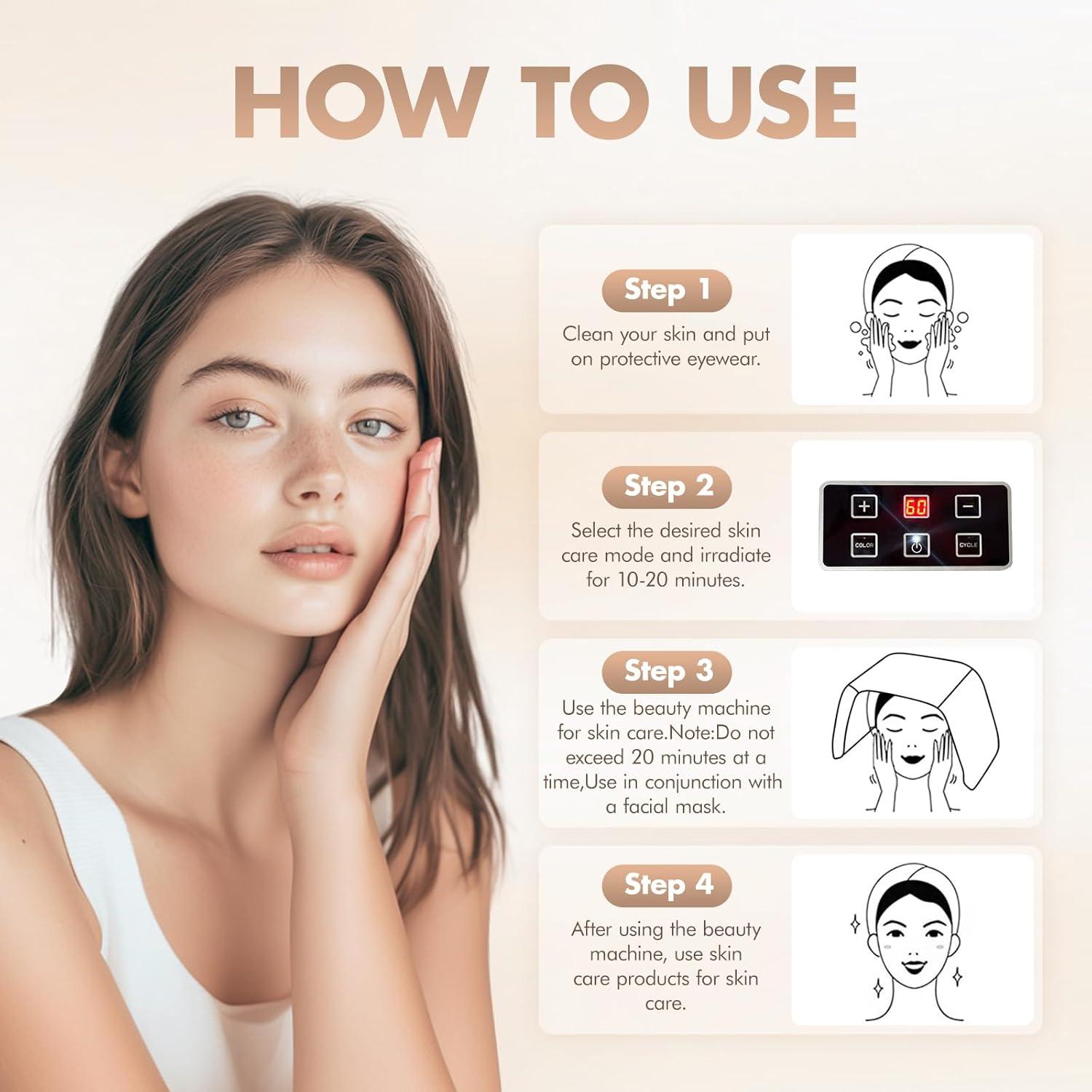 Máscara Facial LED Terapia de Luz Roja y Azul 7 Colores