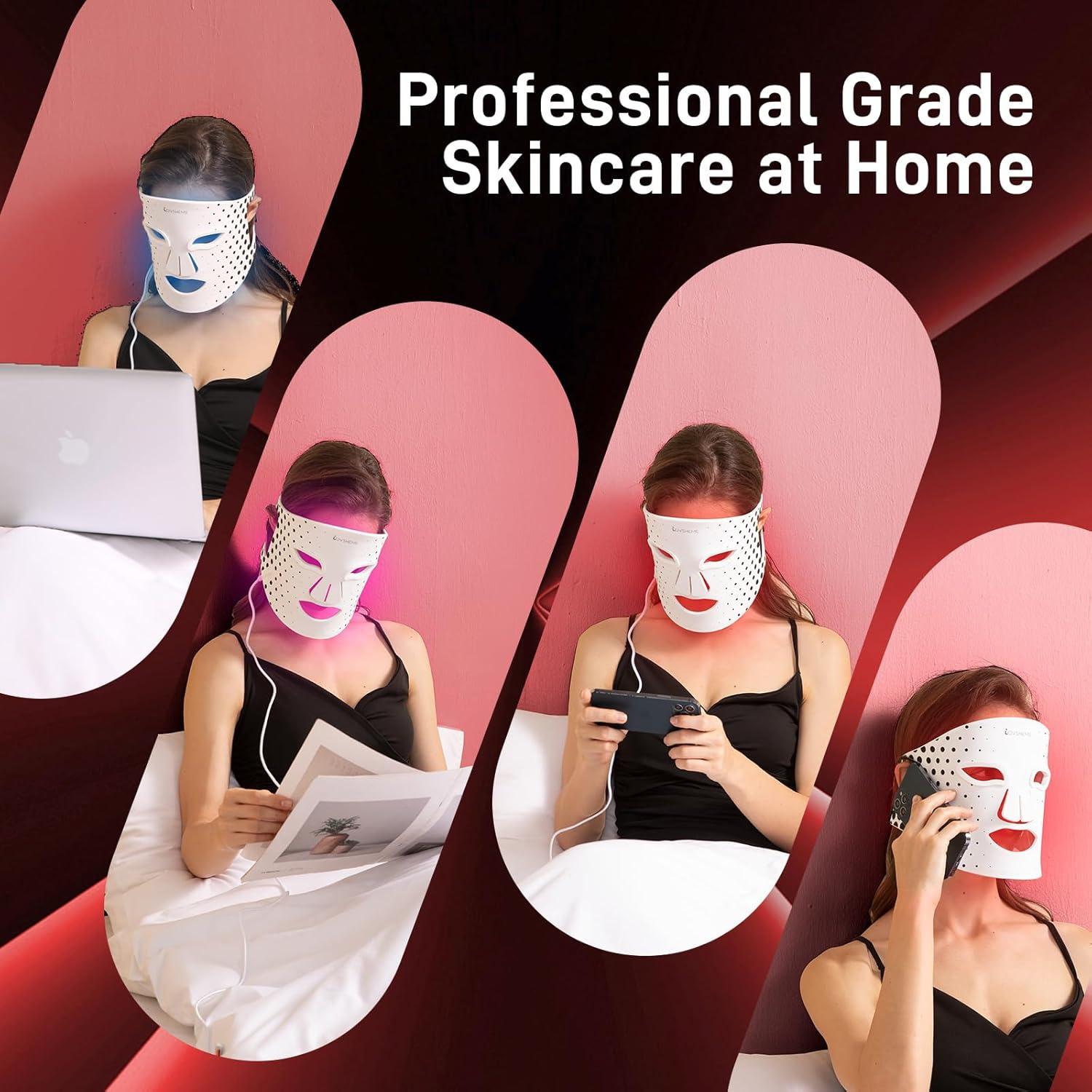 Red Light Therapy Mask for Face - 3 Light Modes, Ultra-Soft Comfort, Precise wavelength, Professional LED Face Mask Light Therapy for Skin Rejuvenation, Anti-Aging & Acne Treatment, Home Use