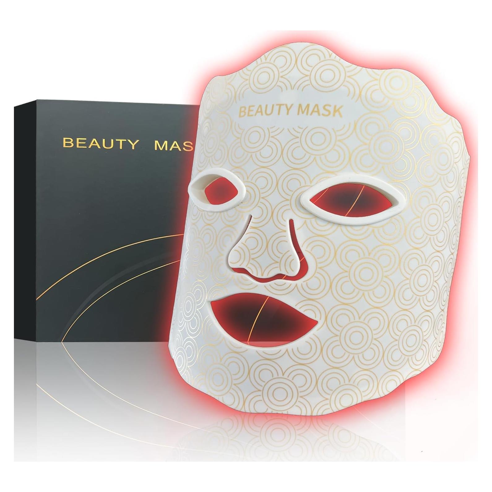 Red Light Therapy Mask Set, Led Mask Light Therapy for Face & Neck, Near-infrared Light 850nm and Red Light 630nm, 5 Gears Energy Adjustment