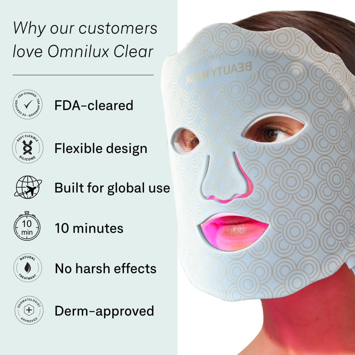 Red Light Therapy Mask Set, Led Mask Light Therapy for Face & Neck, Near-infrared Light 850nm and Red Light 630nm, 5 Gears Energy Adjustment