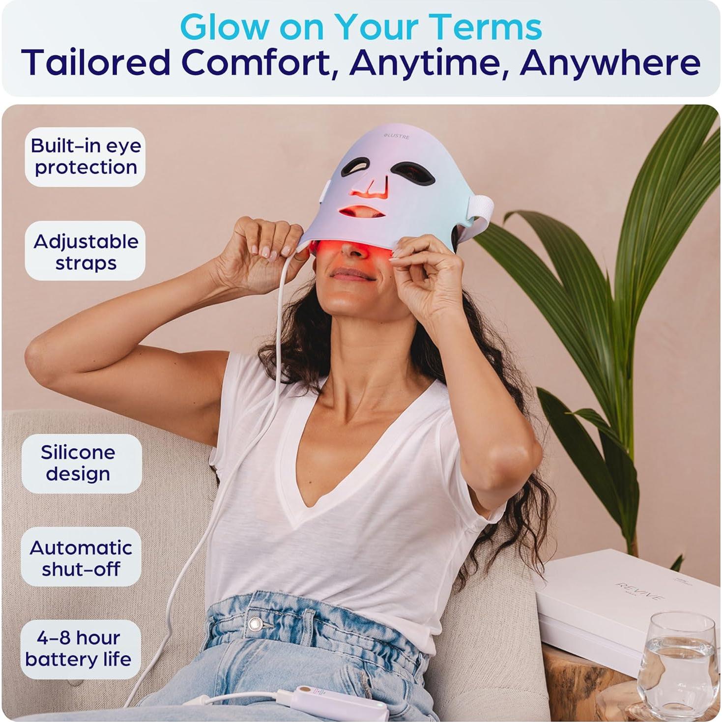 Máscara Facial LED Terapia de Luz Roja y Azul Ambicare PR7001US