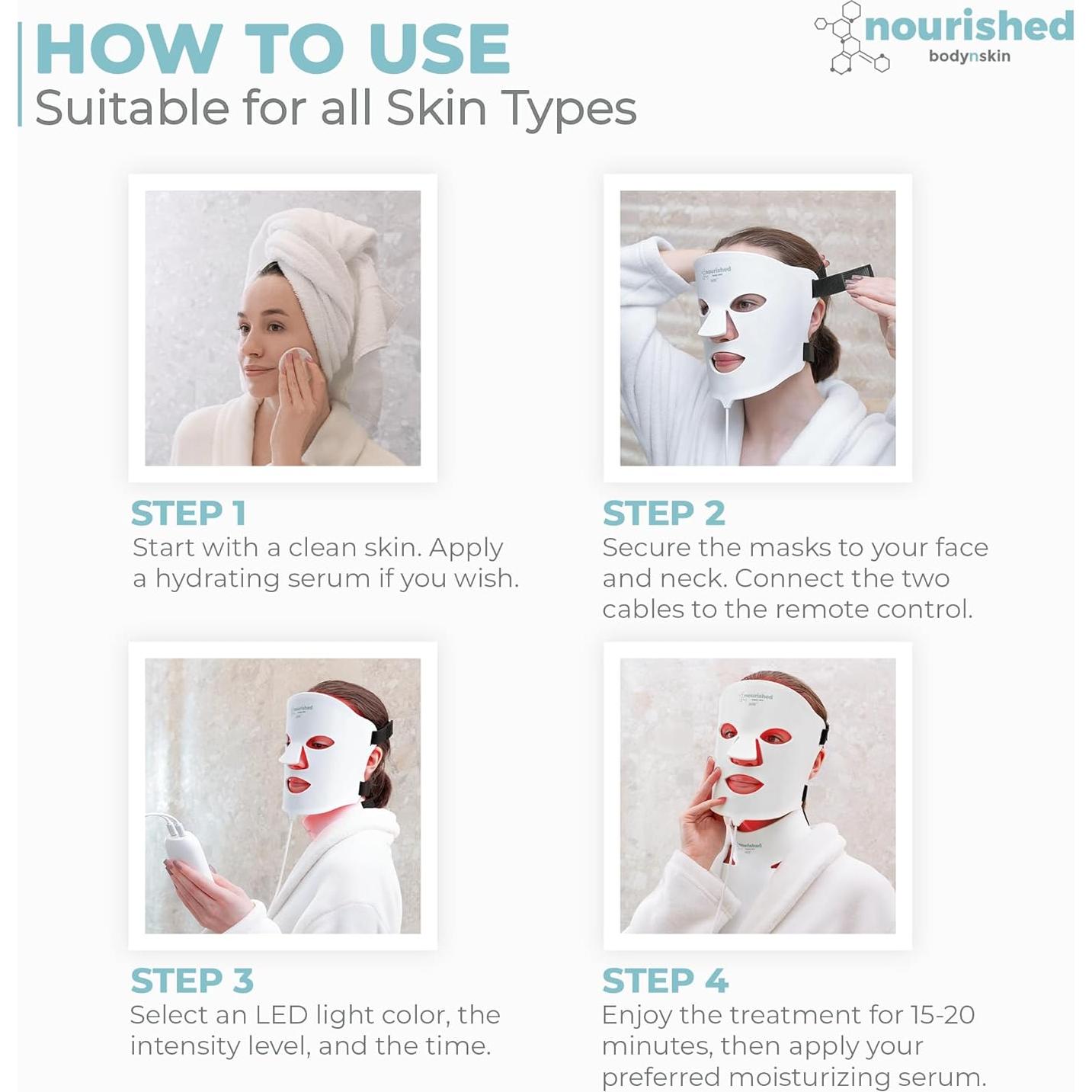 Máscara LED de Terapia de Luz Nourished Bodynskin NBS-5 228 LEDs