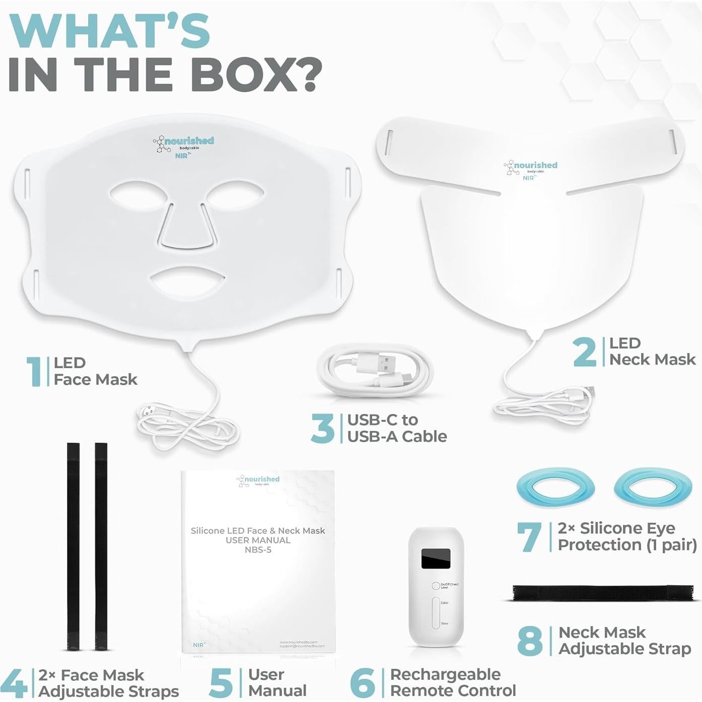 Máscara LED de Terapia de Luz Nourished Bodynskin NBS-5 228 LEDs