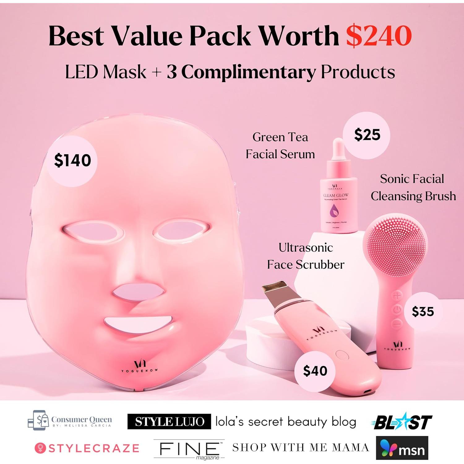 Kit Spa Terapia Luz LED VOGUENOW 4 Piezas Rejuvenecimiento