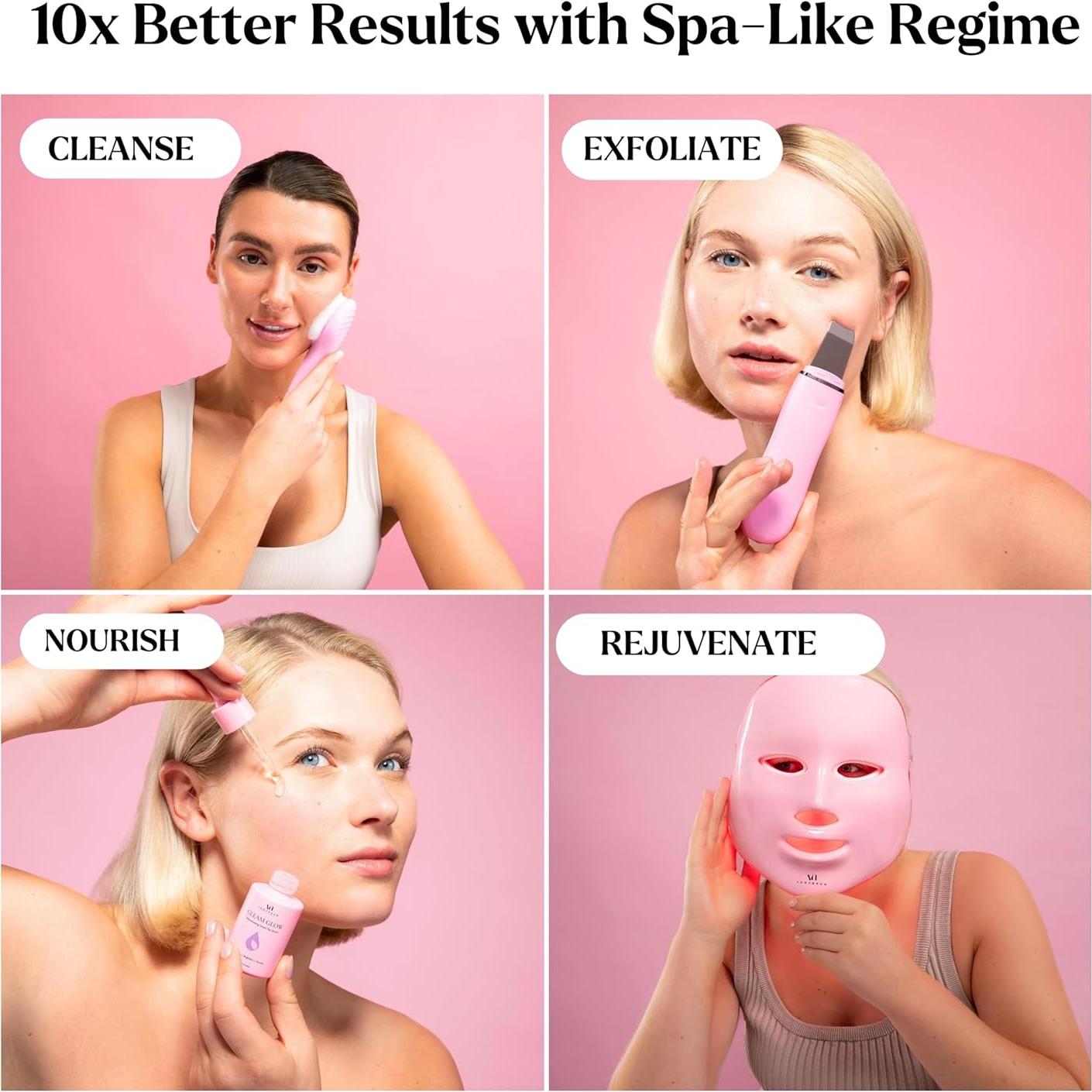 Kit Spa Terapia Luz LED VOGUENOW 4 Piezas Rejuvenecimiento