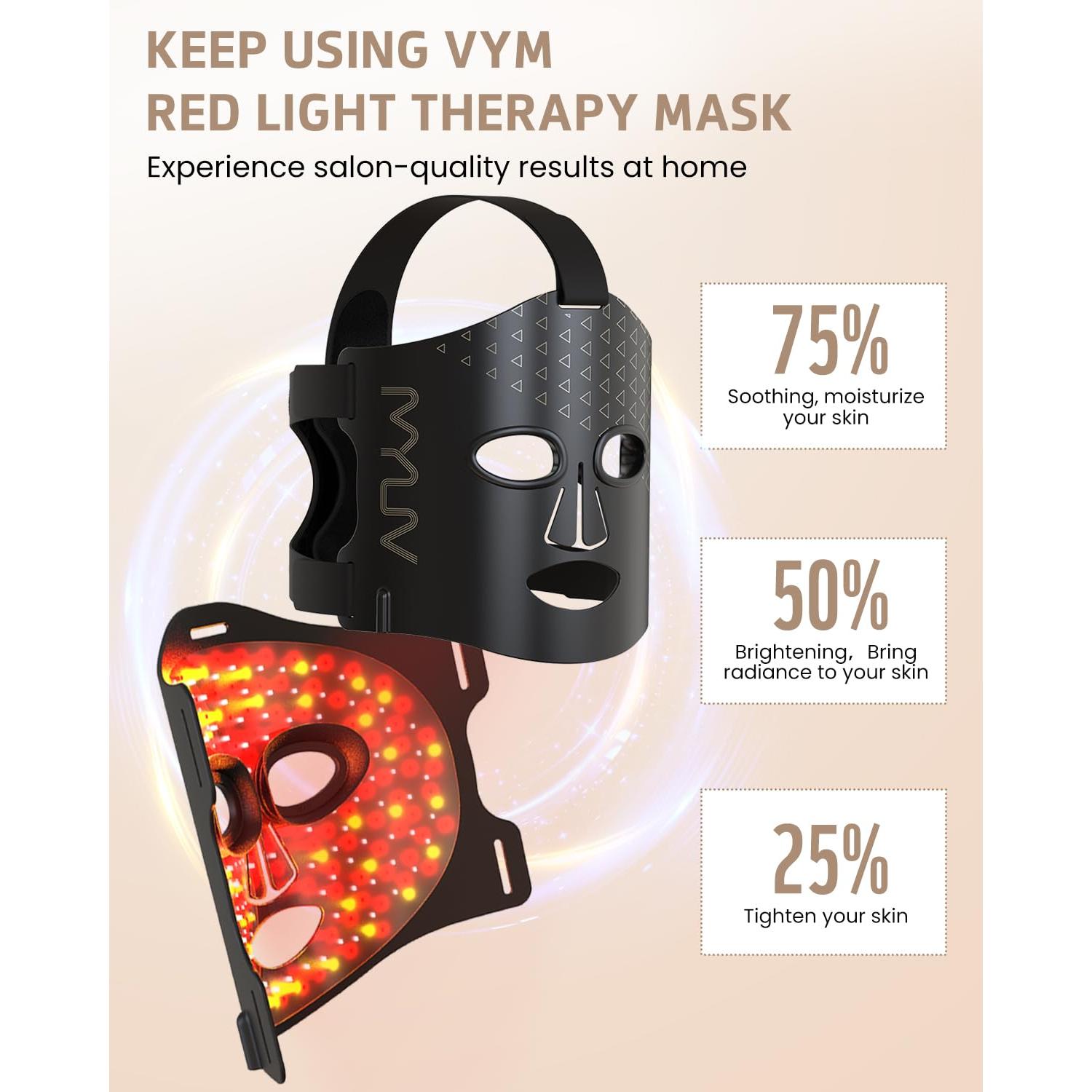 Máscara de Luz Roja VYM LED Terapia Facial Inalámbrica 5 Modos