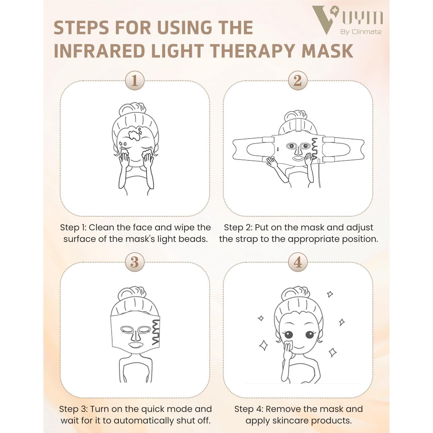 Máscara de Luz Roja VYM LED Terapia Facial Inalámbrica 5 Modos
