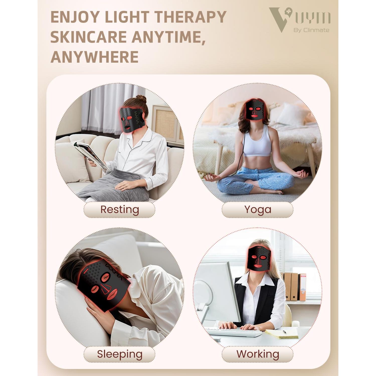 Máscara de Luz Roja VYM LED Terapia Facial Inalámbrica 5 Modos