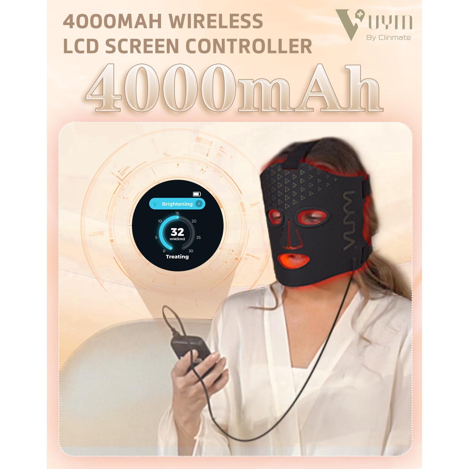 Máscara de Luz Roja VYM LED Terapia Facial Inalámbrica 5 Modos