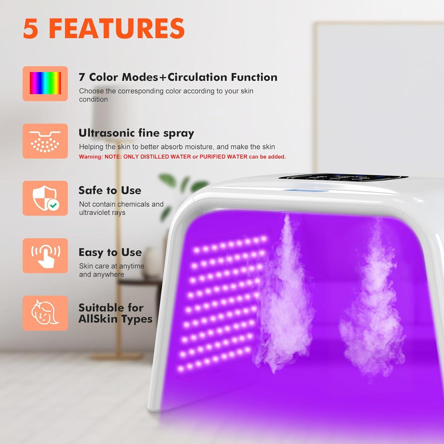 Máscara de Terapia de Luz LED Holsn G7 7 Colores con Spray