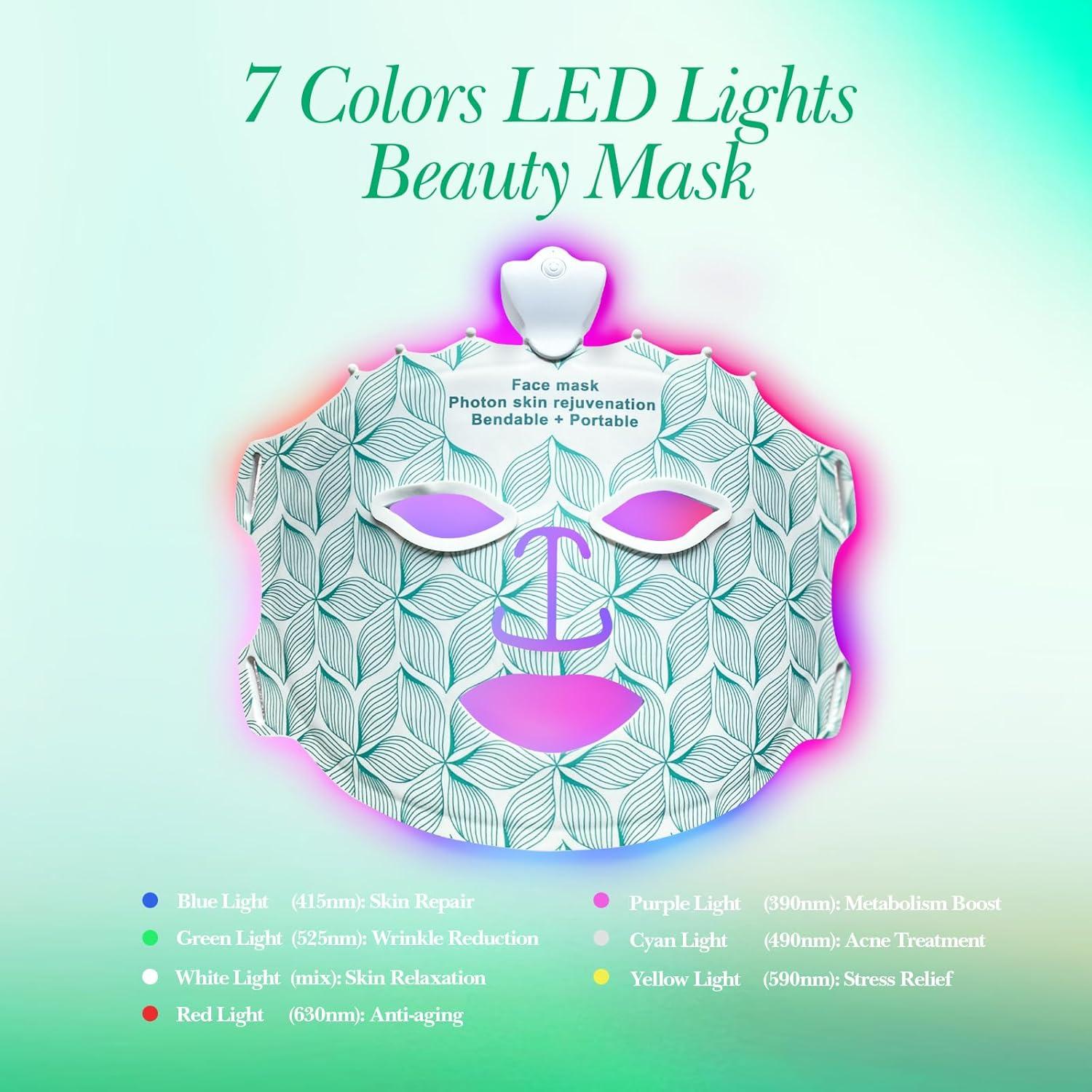 Máscara Facial LED Terapia de Luz Duevie 7 Modos Antienvejecimiento