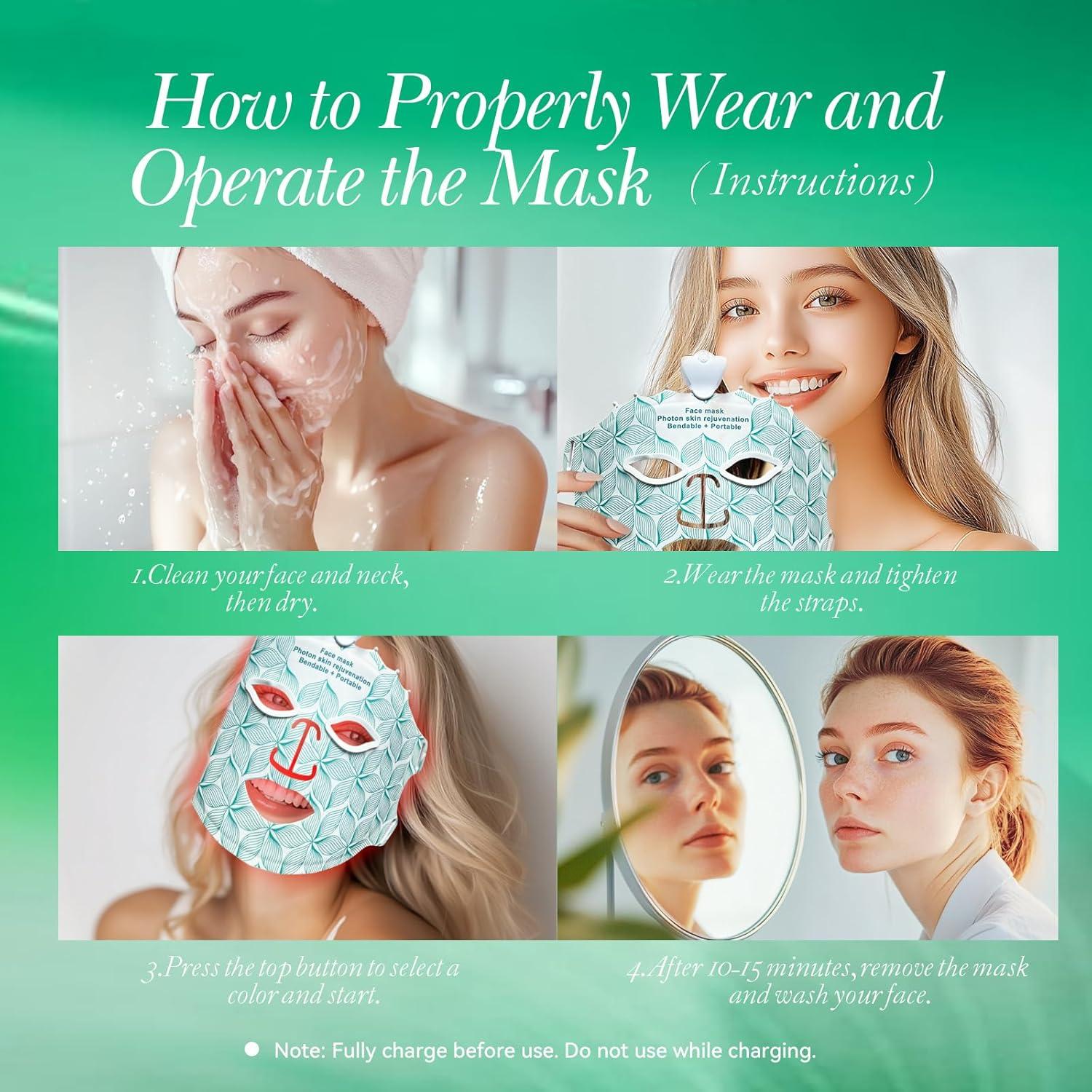 Máscara Facial LED Terapia de Luz Duevie 7 Modos Antienvejecimiento