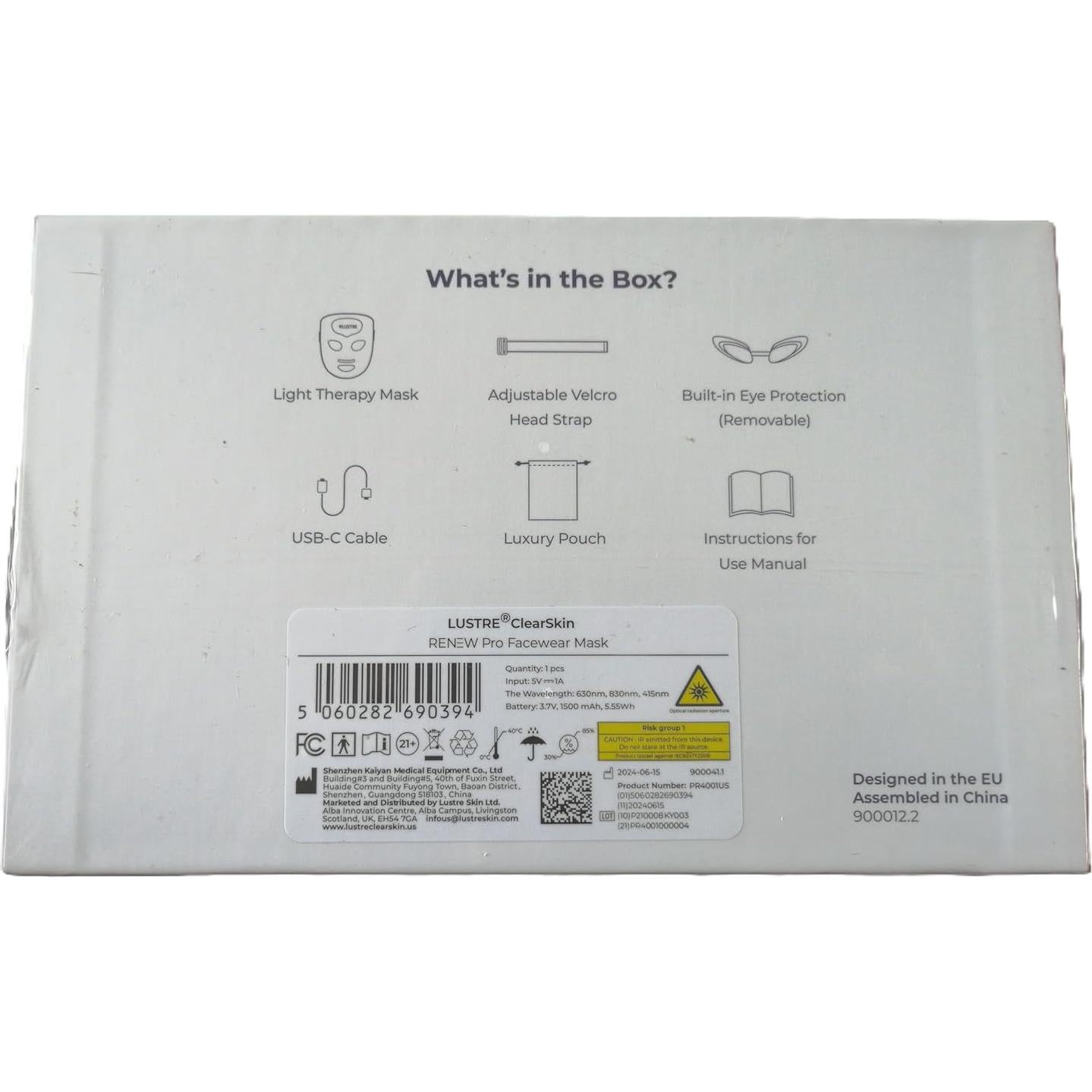 LED Face Mask Light Therapy for Acne & Anti-Aging Skincare | FDA-Cleared, Wireless & App-Controlled | Blue, Near-Infrared & Red Light Therapy Mask for Face - Lustre ClearSkin Renew Pro Facewear