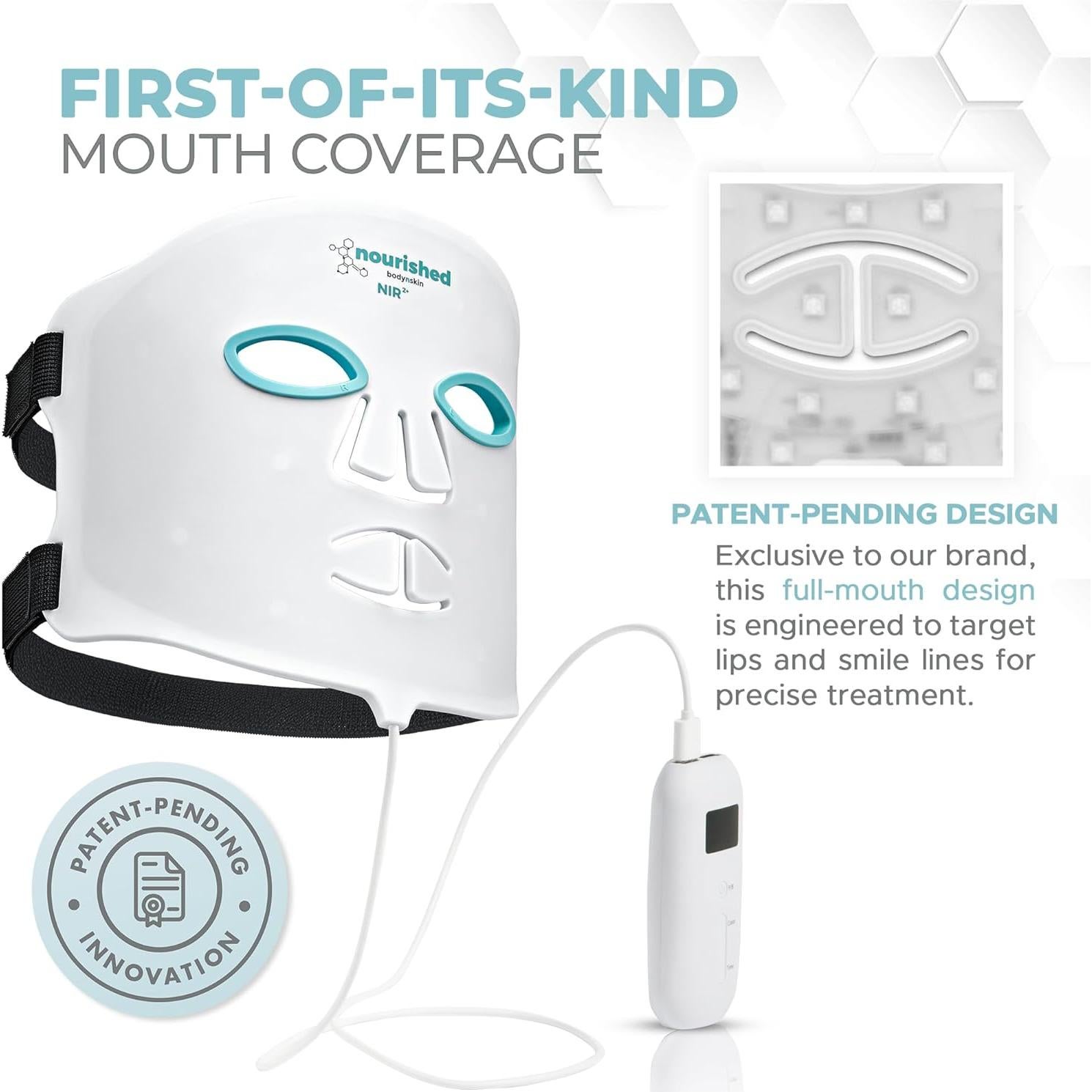 Máscara Facial LED Nourished Bodynskin NBS-2 Terapia Luz Azul y Roja