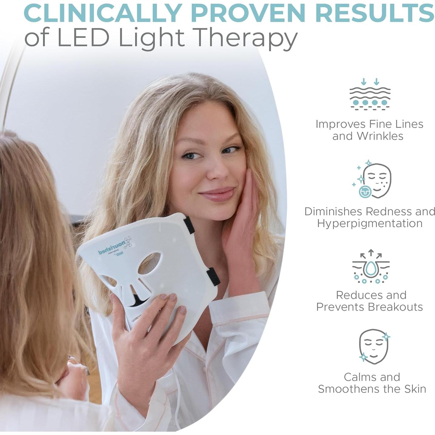 Máscara Facial LED Nourished Bodynskin NBS-2 Terapia Luz Azul y Roja