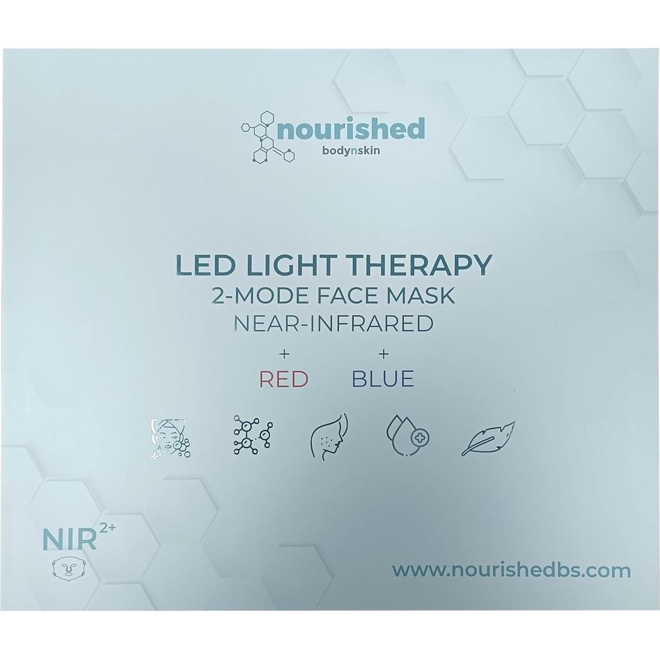 Máscara Facial LED Nourished Bodynskin NBS-2 Terapia Luz Azul y Roja