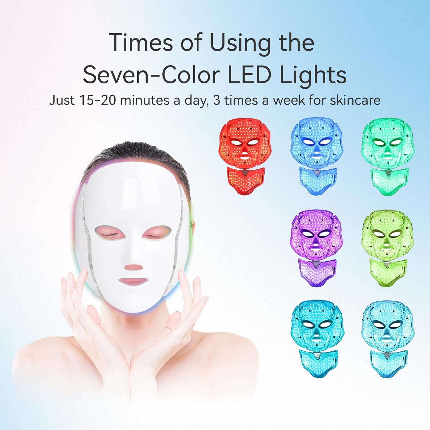 Máscara Facial LED Deloo 7 Colores Terapia Luz Ajustable