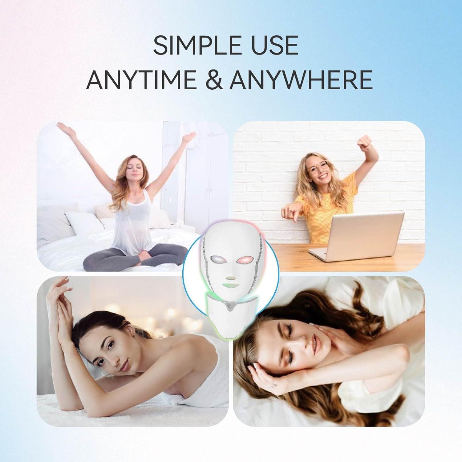 Máscara Facial LED Deloo 7 Colores Terapia Luz Ajustable