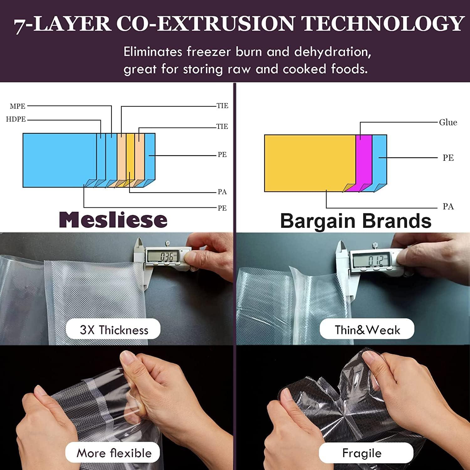 Rollos de Bolsas de Sellado al Vacío Mesliese 3 Paquetes 20x40 cm