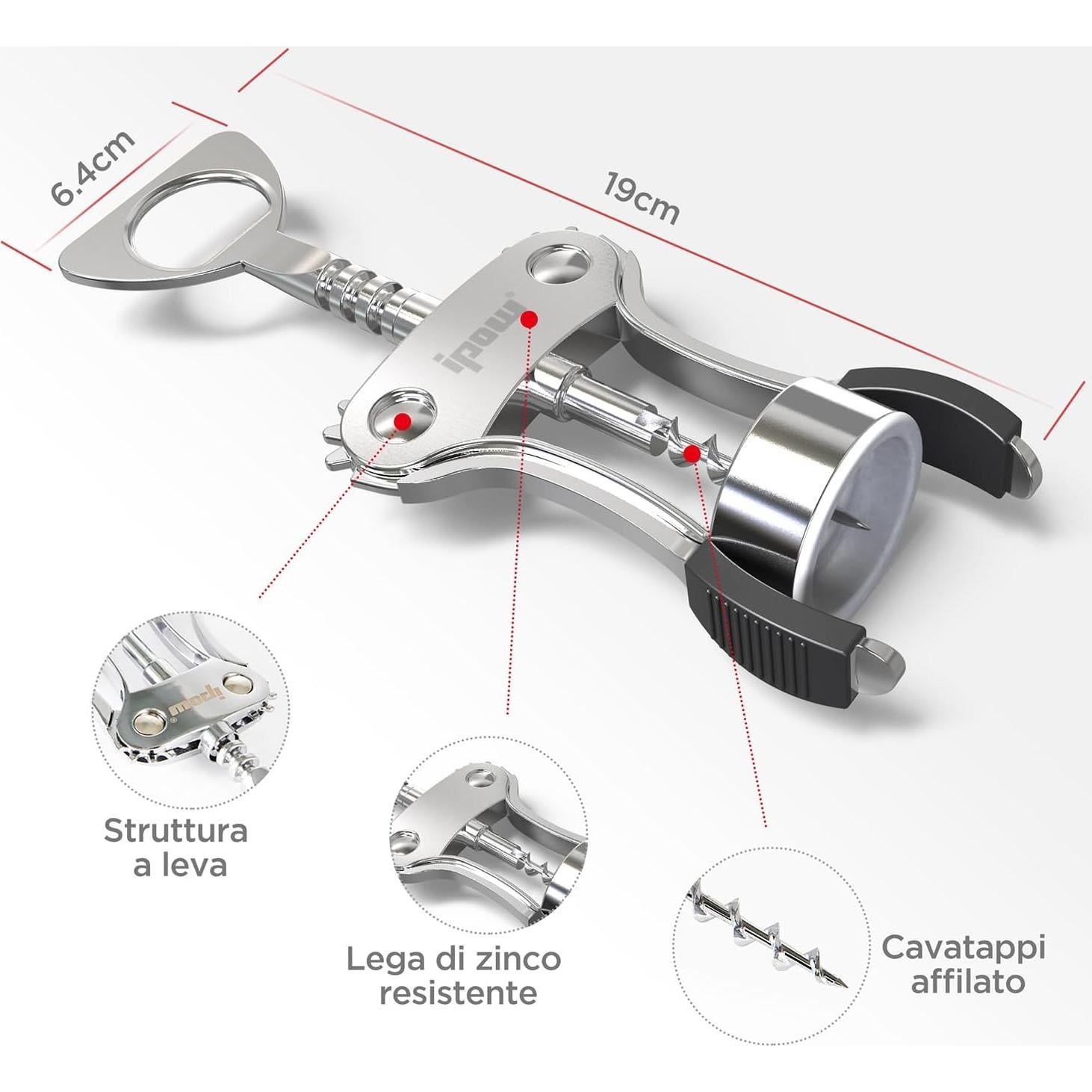 Abridor de Vino IPOW WS01 Multifuncional Plateado