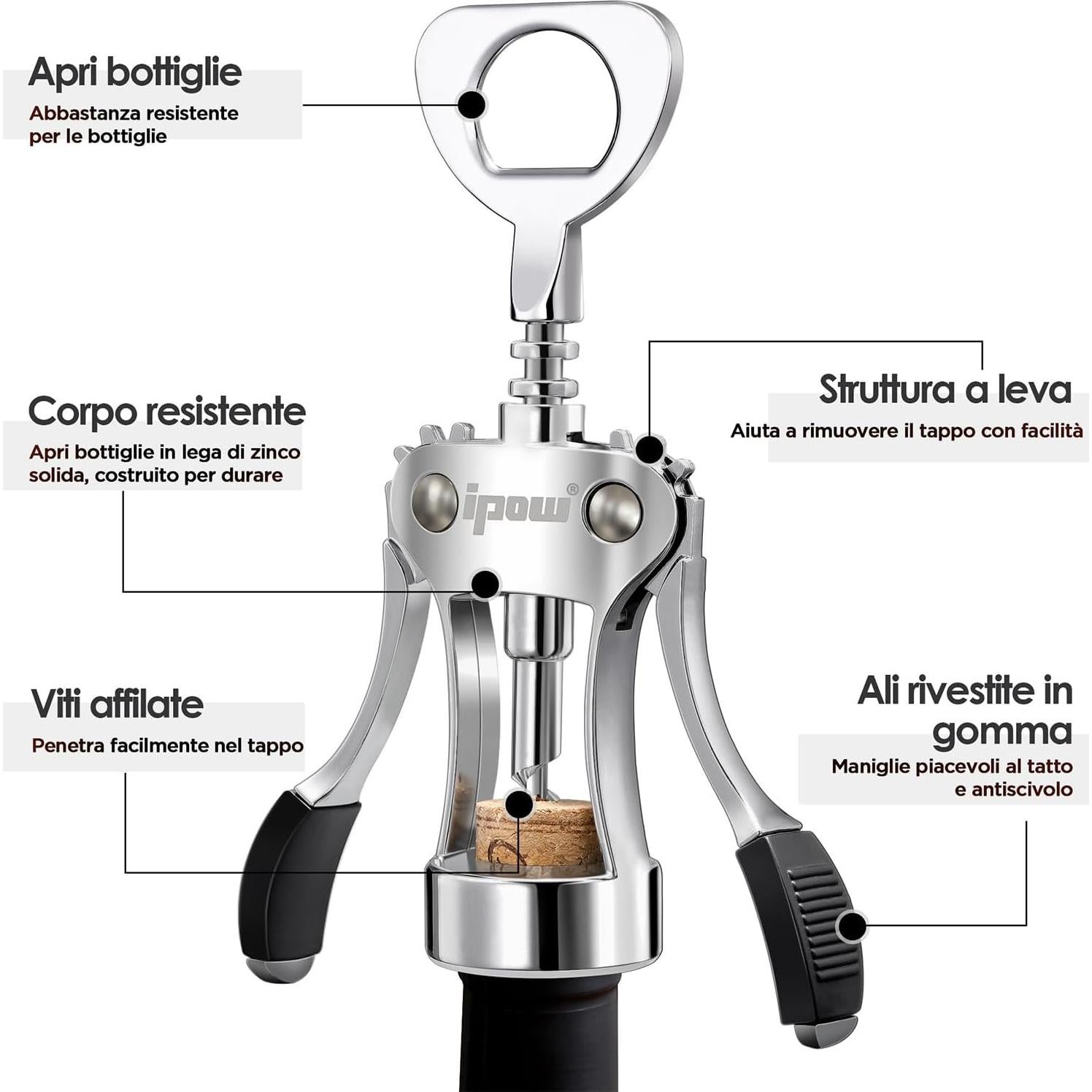 Abridor de Vino IPOW WS01 Multifuncional Plateado