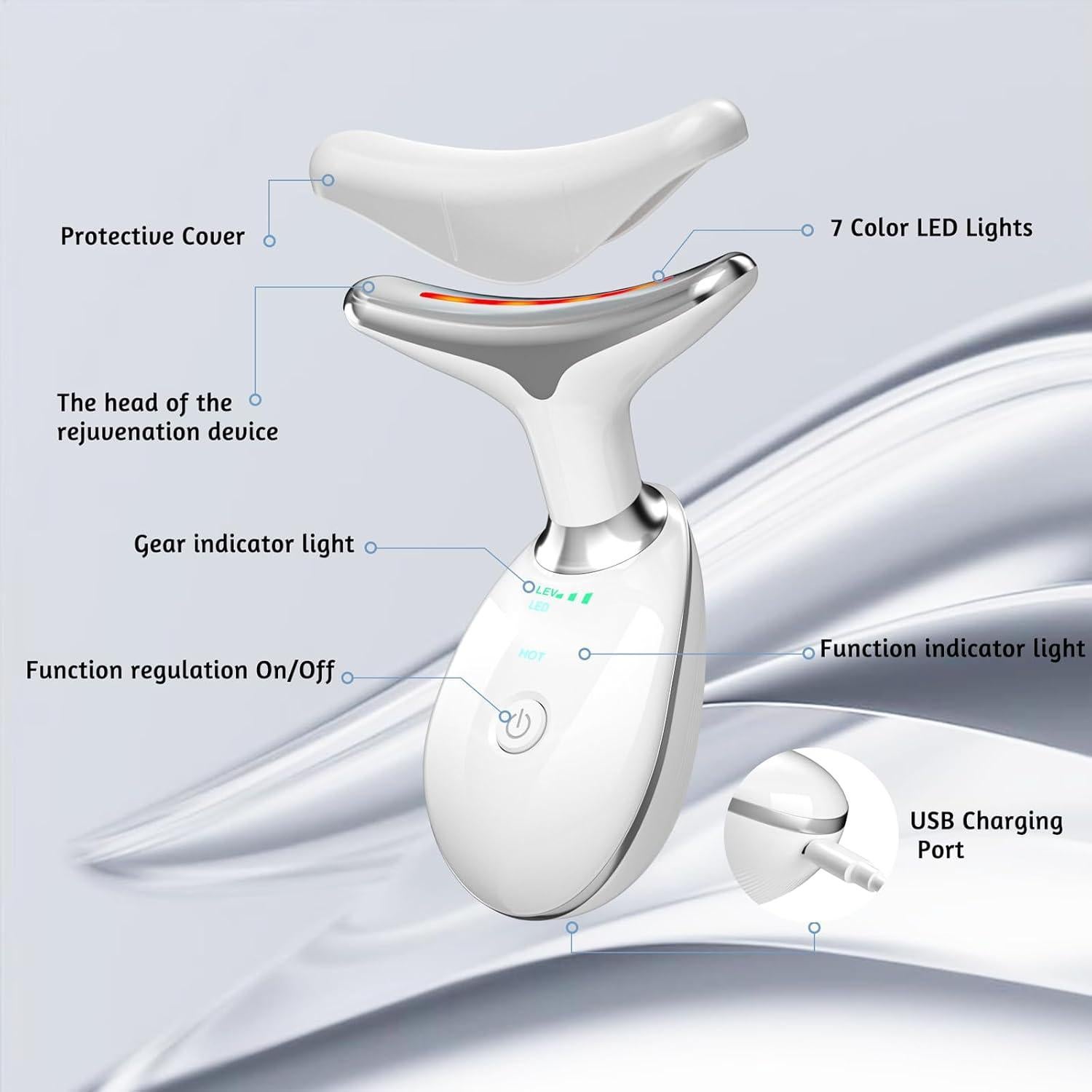 7 in 1 Face Massager Tool, Red Light Therapy for Face and Neck, Red Light Therapy Wand, Face Neck Sculpting Tool for Skin Care