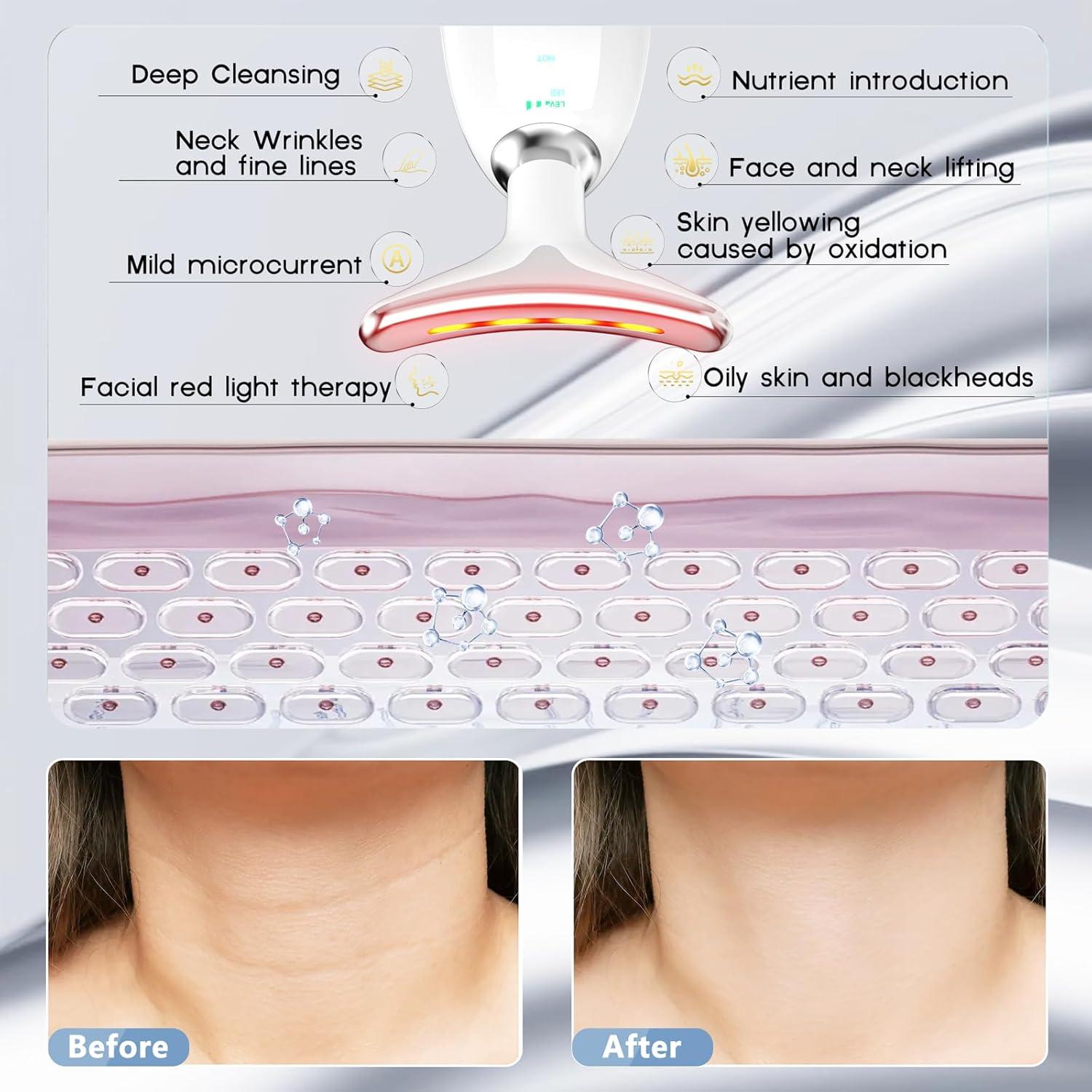 7 in 1 Face Massager Tool, Red Light Therapy for Face and Neck, Red Light Therapy Wand, Face Neck Sculpting Tool for Skin Care