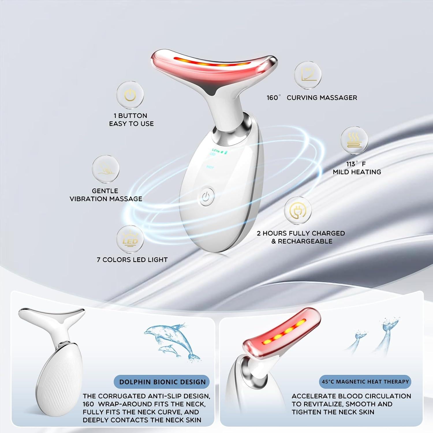 7 in 1 Face Massager Tool, Red Light Therapy for Face and Neck, Red Light Therapy Wand, Face Neck Sculpting Tool for Skin Care
