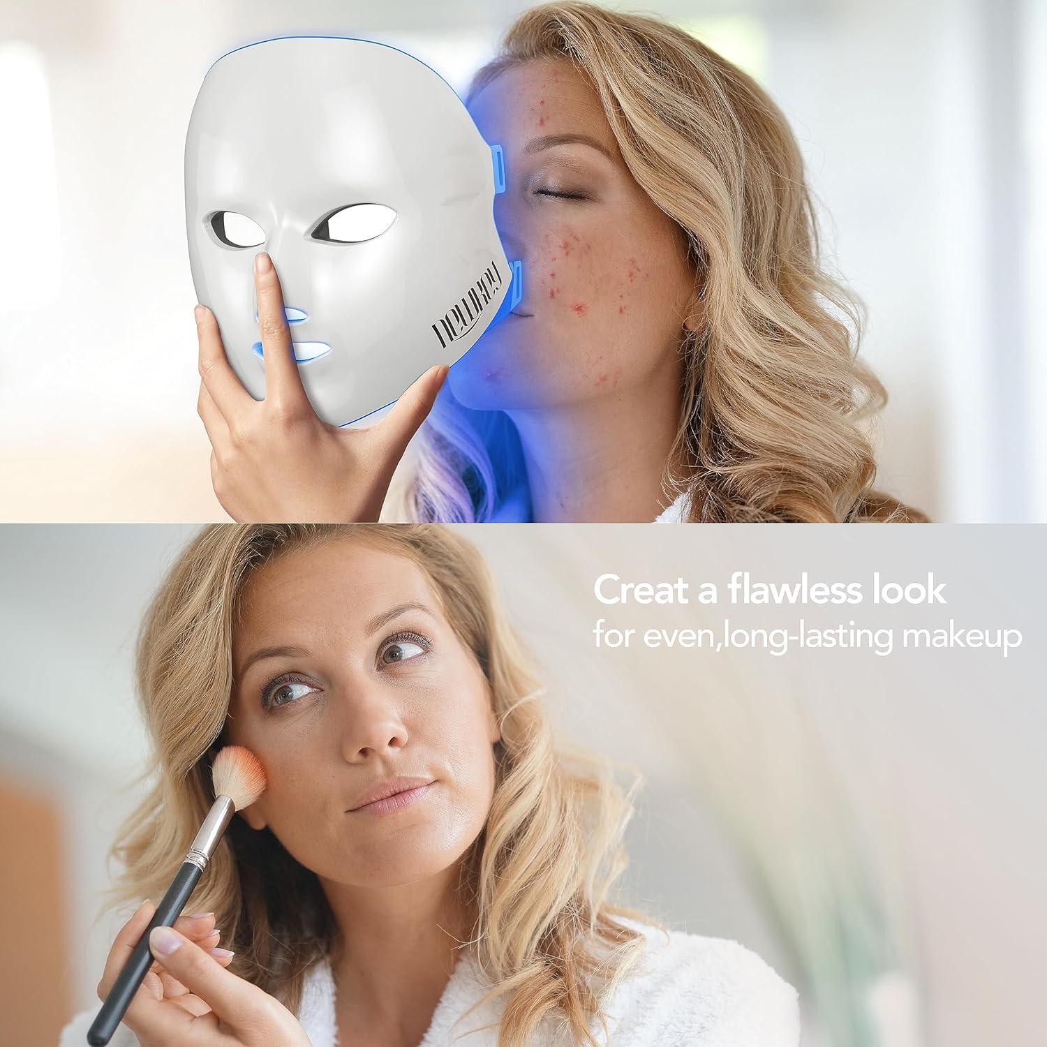 Máscara LED de Terapia de Luz Azul NEWKEY para Acné Facial
