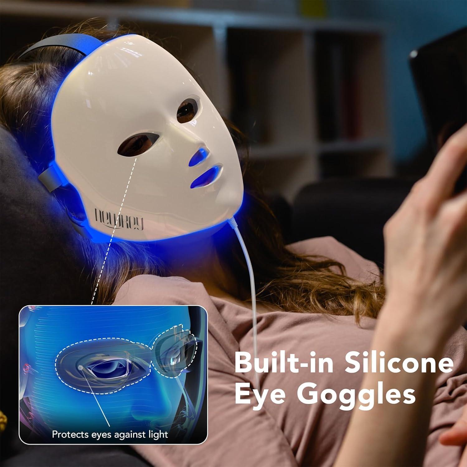 Máscara LED de Terapia de Luz Azul NEWKEY para Acné Facial