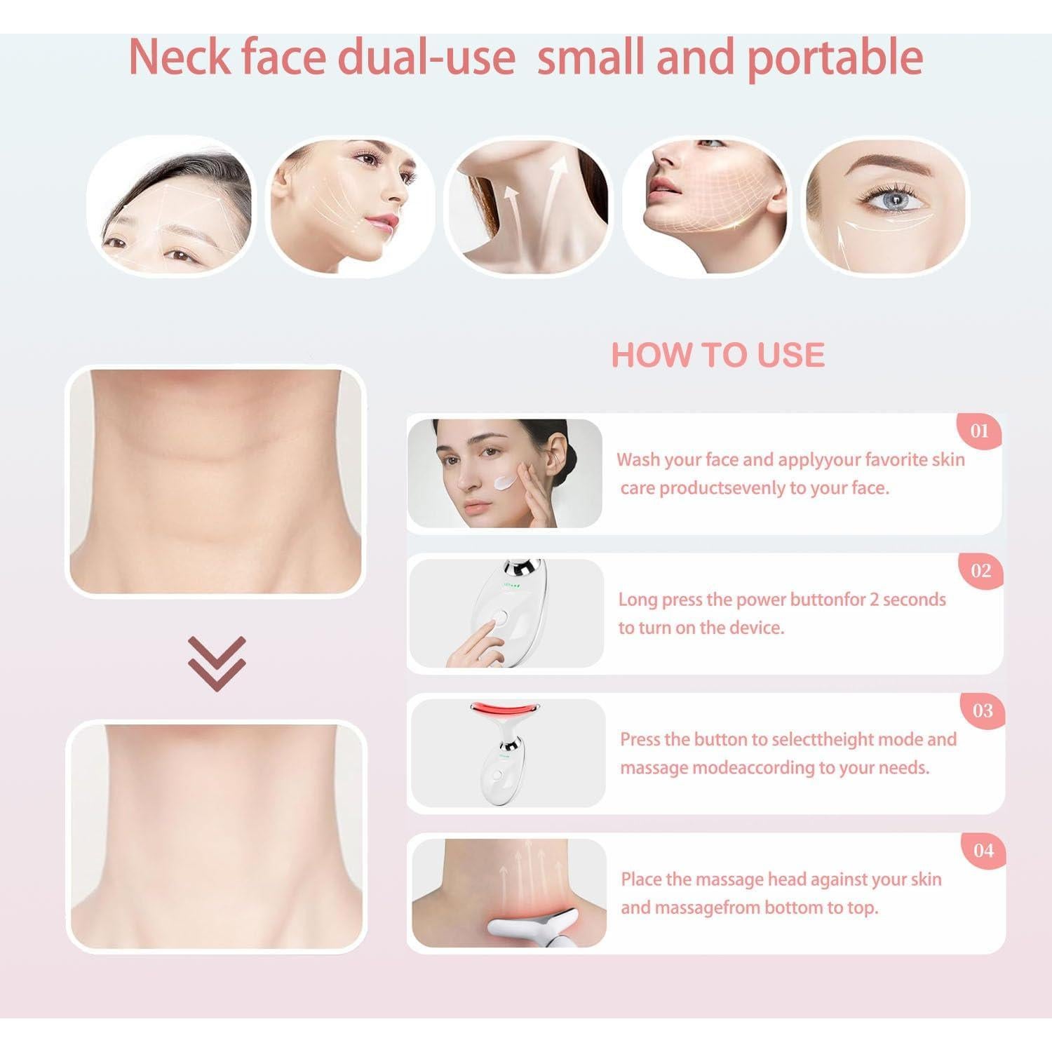 Masajeador Facial Lilatyu LED 7 Colores Antienvejecimiento