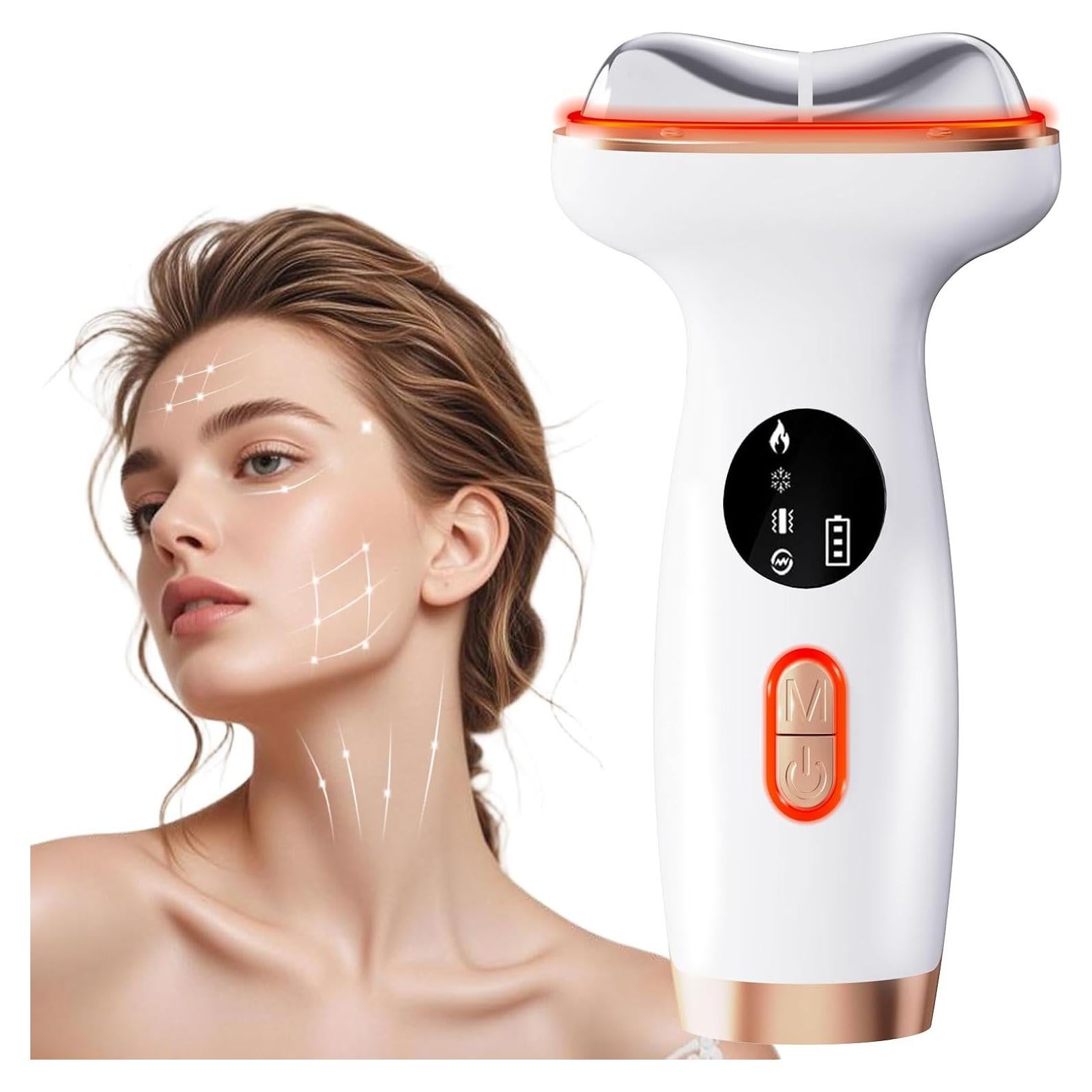 Masajeador Facial Ailuosi 7-en-1 LED Calor Frío 8x4x15cm