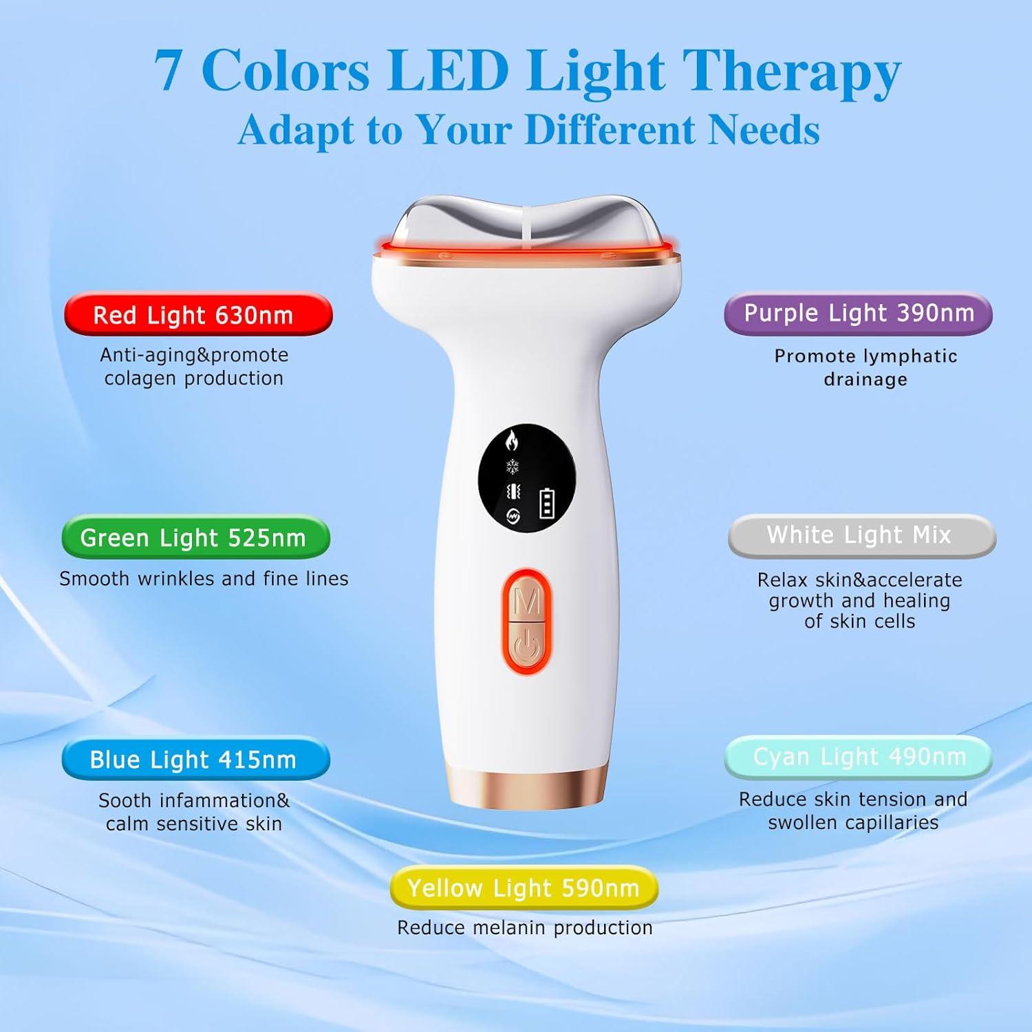 Masajeador Facial Ailuosi 7-en-1 LED Calor Frío 8x4x15cm