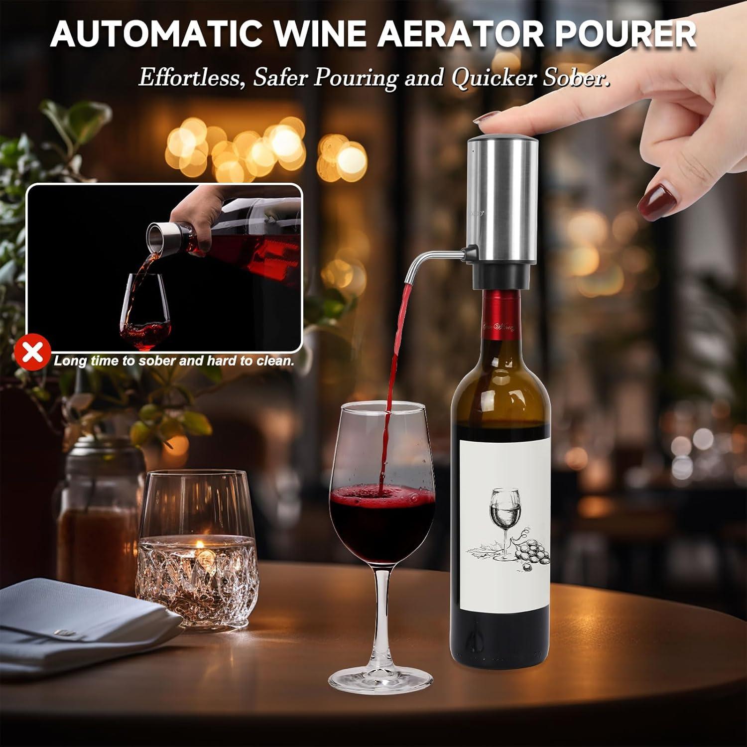Juego Abridor Vino Eléctrico Moocoo 5 en 1 Acero Inoxidable