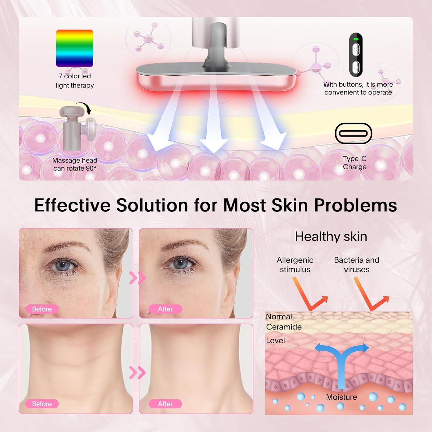 Varita de Terapia de Luz LED 7 Colores para Rejuvenecimiento Facial