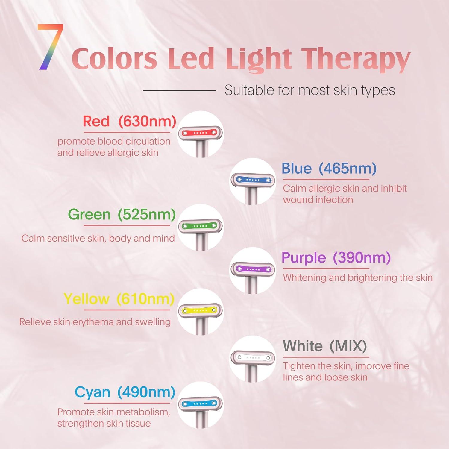 Varita de Terapia de Luz LED 7 Colores para Rejuvenecimiento Facial