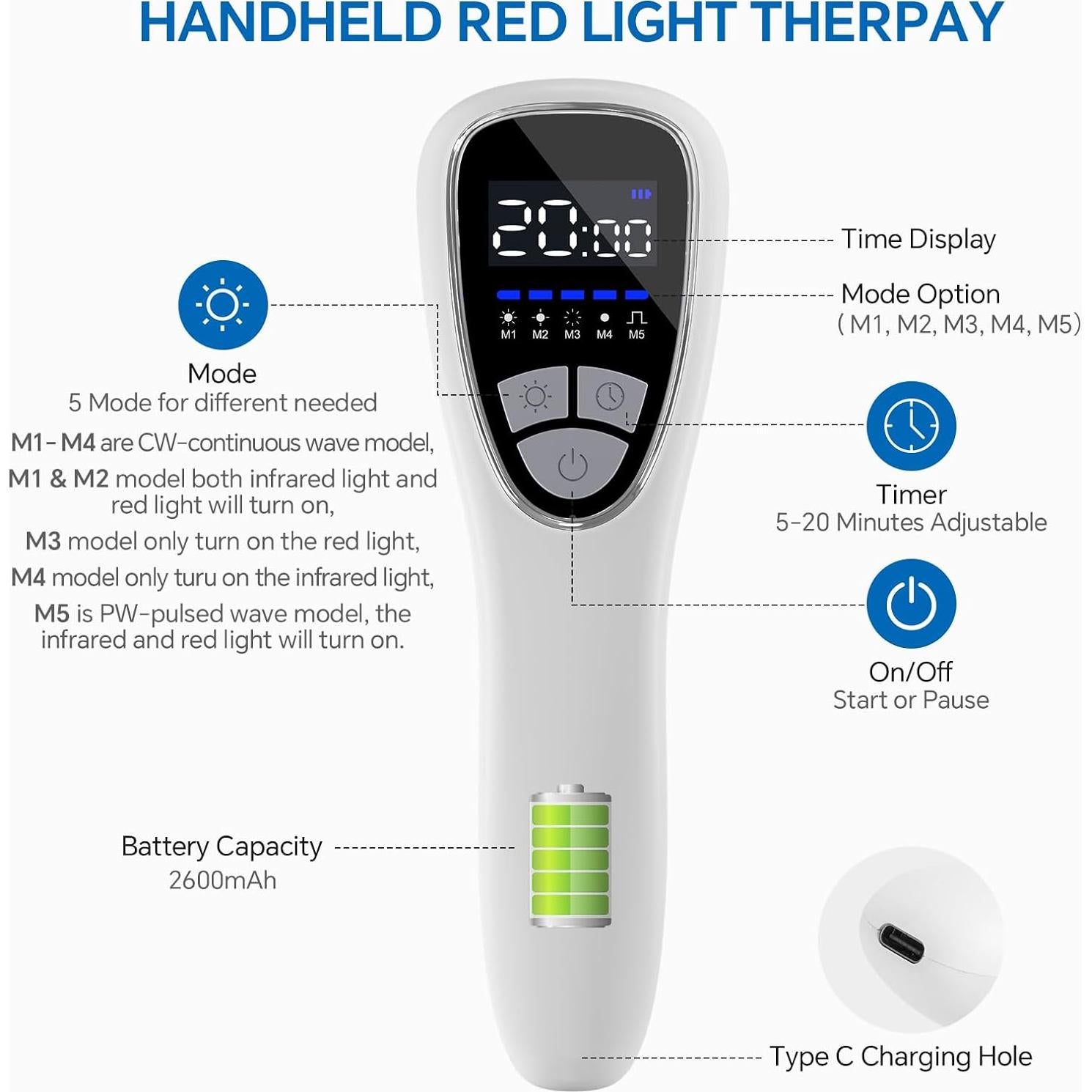 Terapia de Luz Roja Anyork 6x808nm + 12x650nm Alivio Dolor