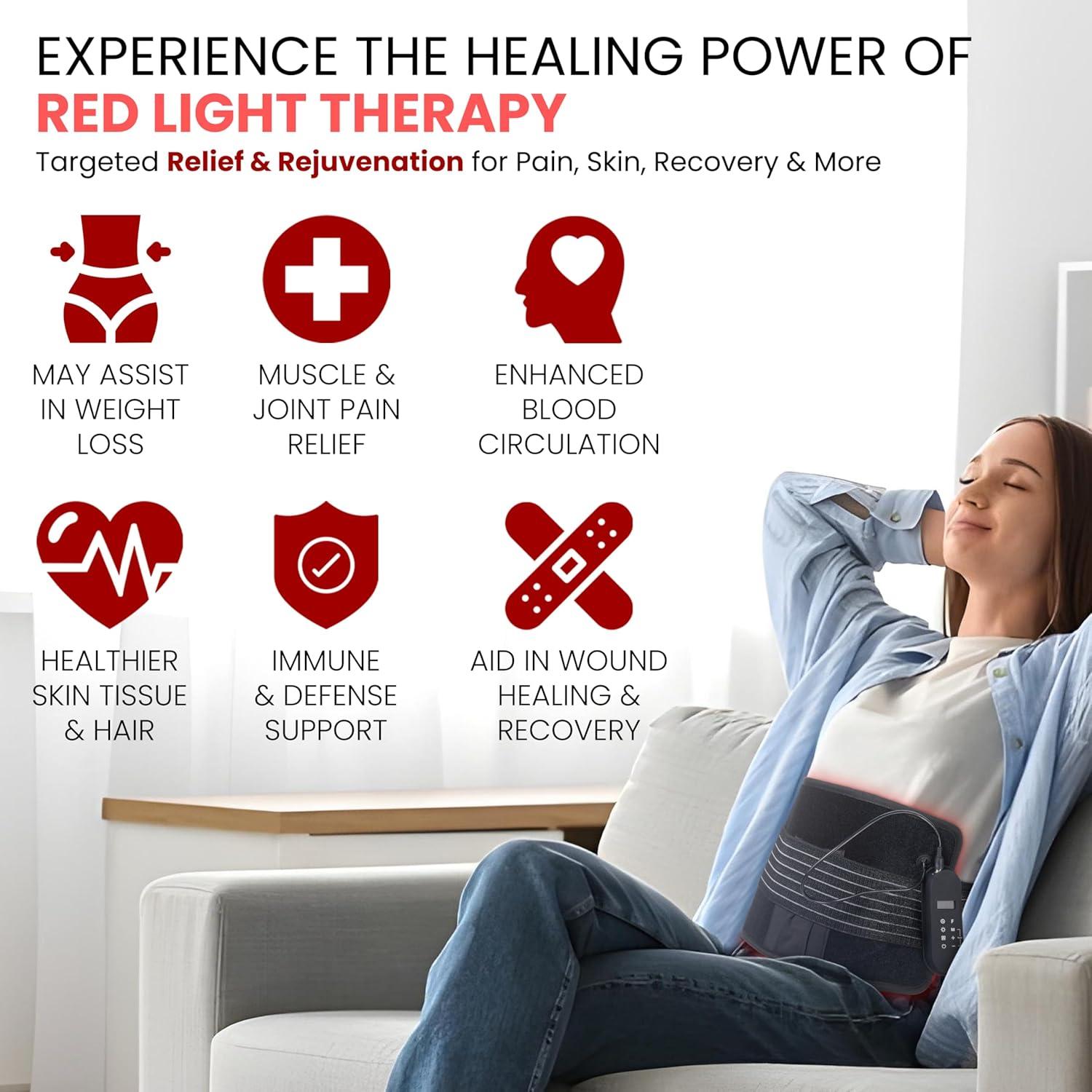 Cinturón de Terapia de Luz Roja JWAY 660nm y 850nm
