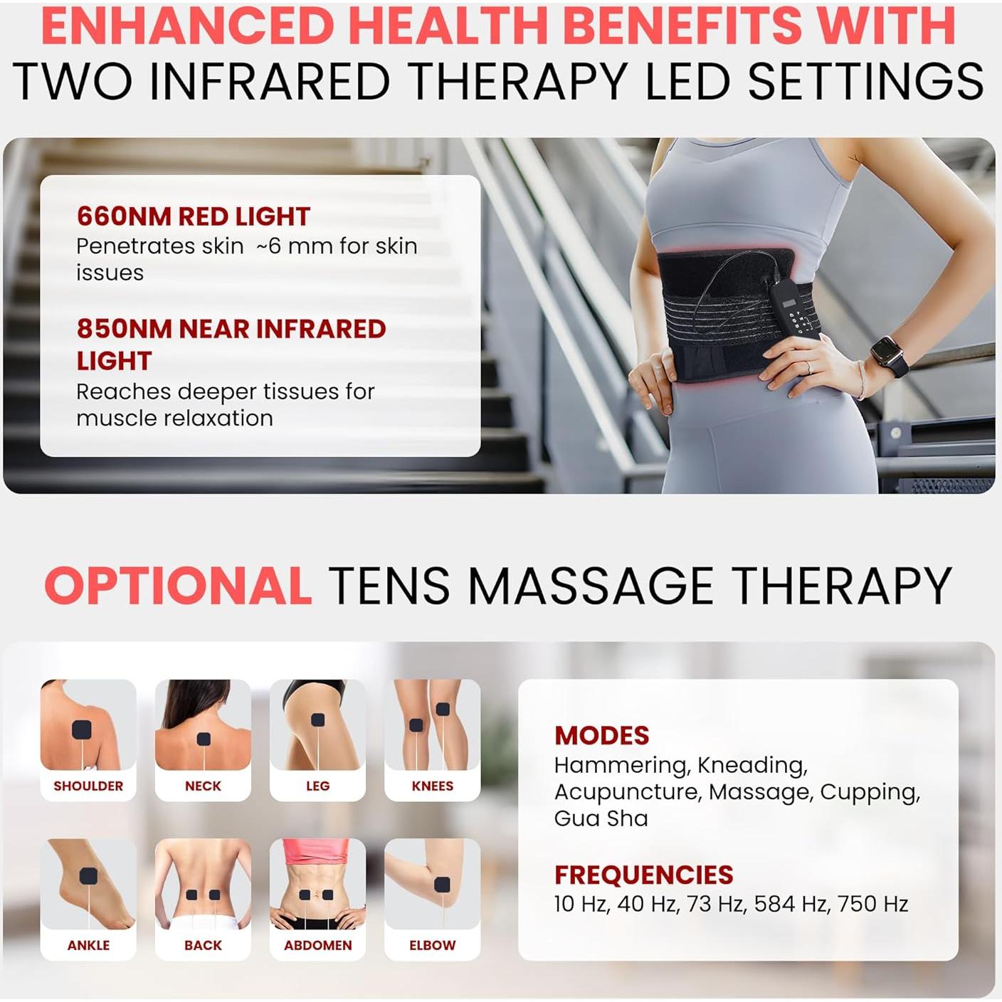 Cinturón de Terapia de Luz Roja JWAY 660nm y 850nm