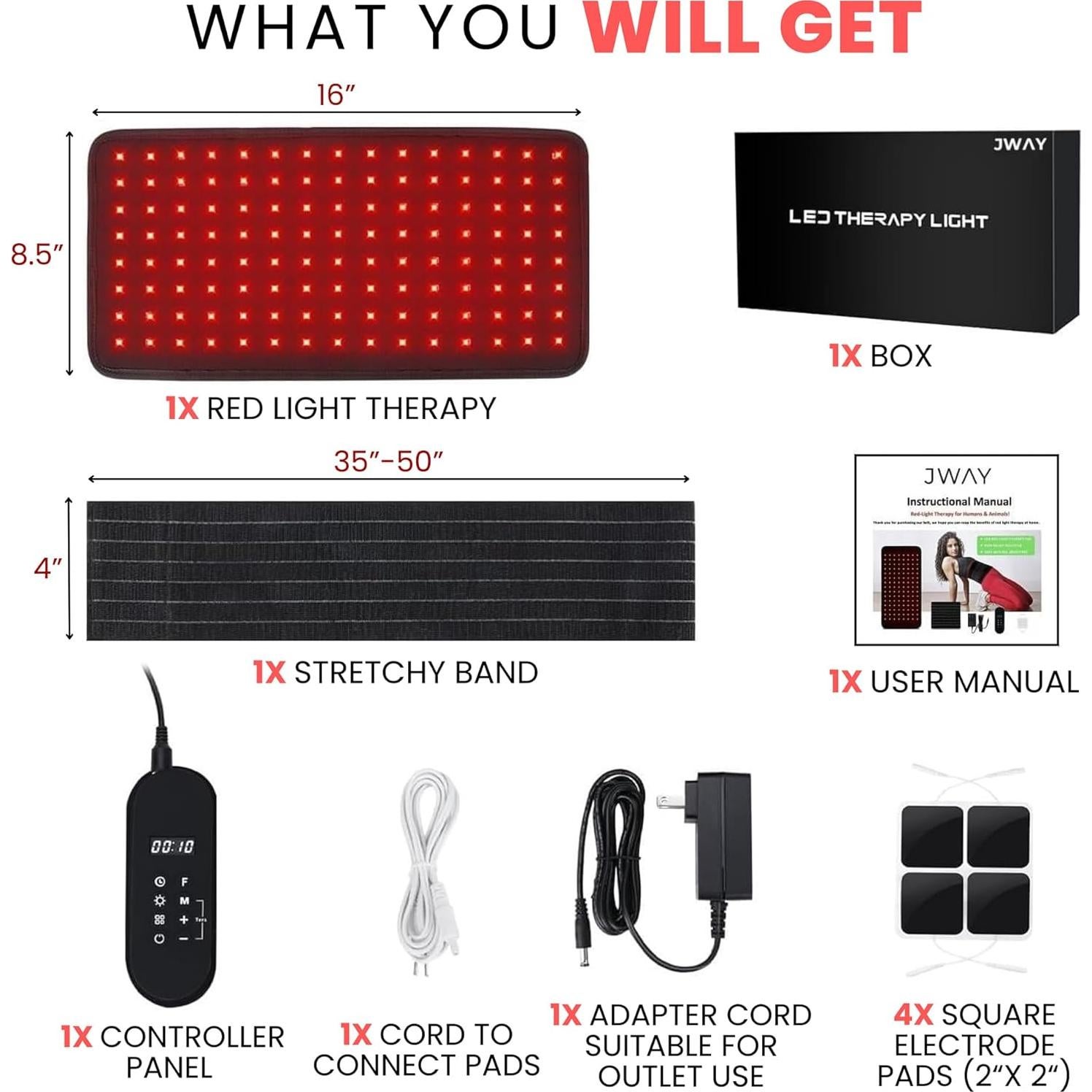 Cinturón de Terapia de Luz Roja JWAY 660nm y 850nm