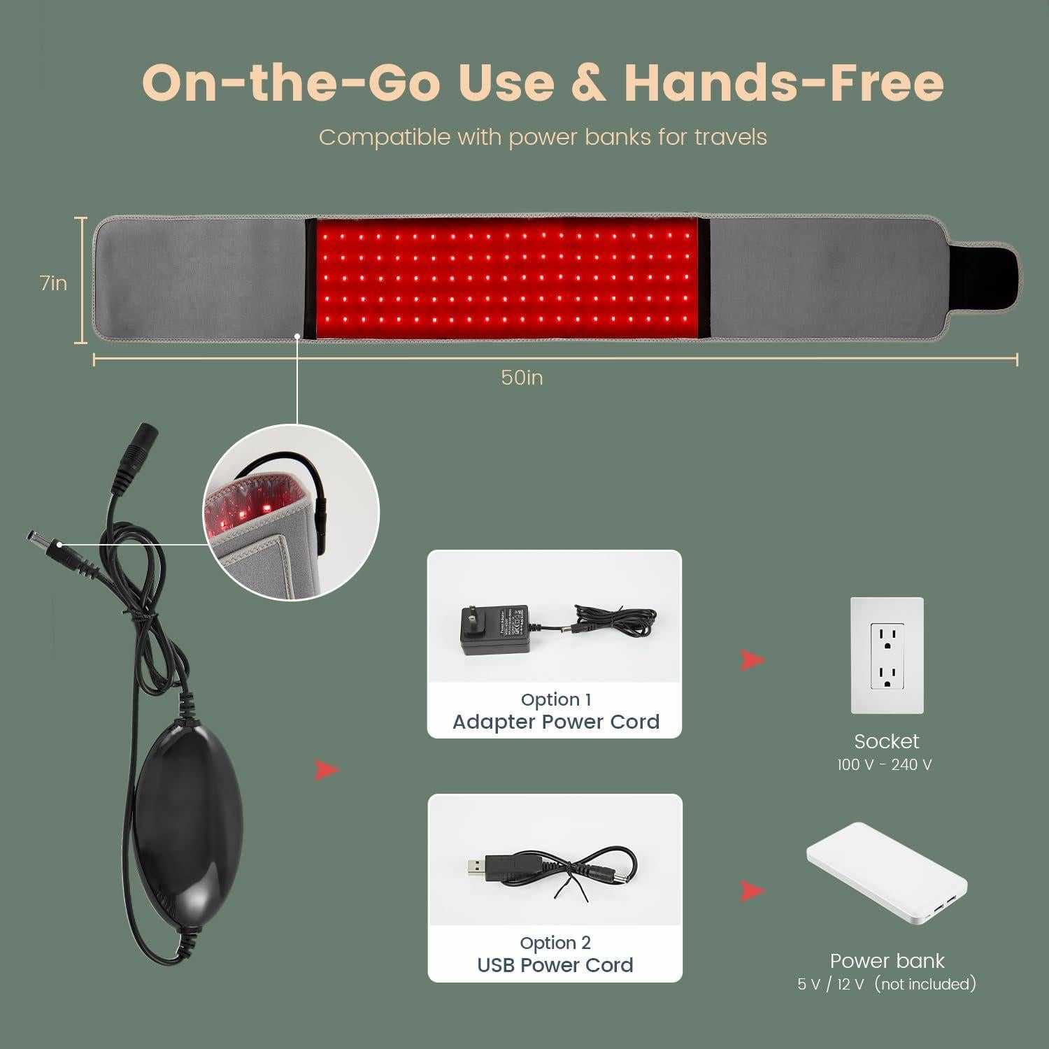 Cinturón de Terapia de Luz Roja eazfy pro 127x18cm