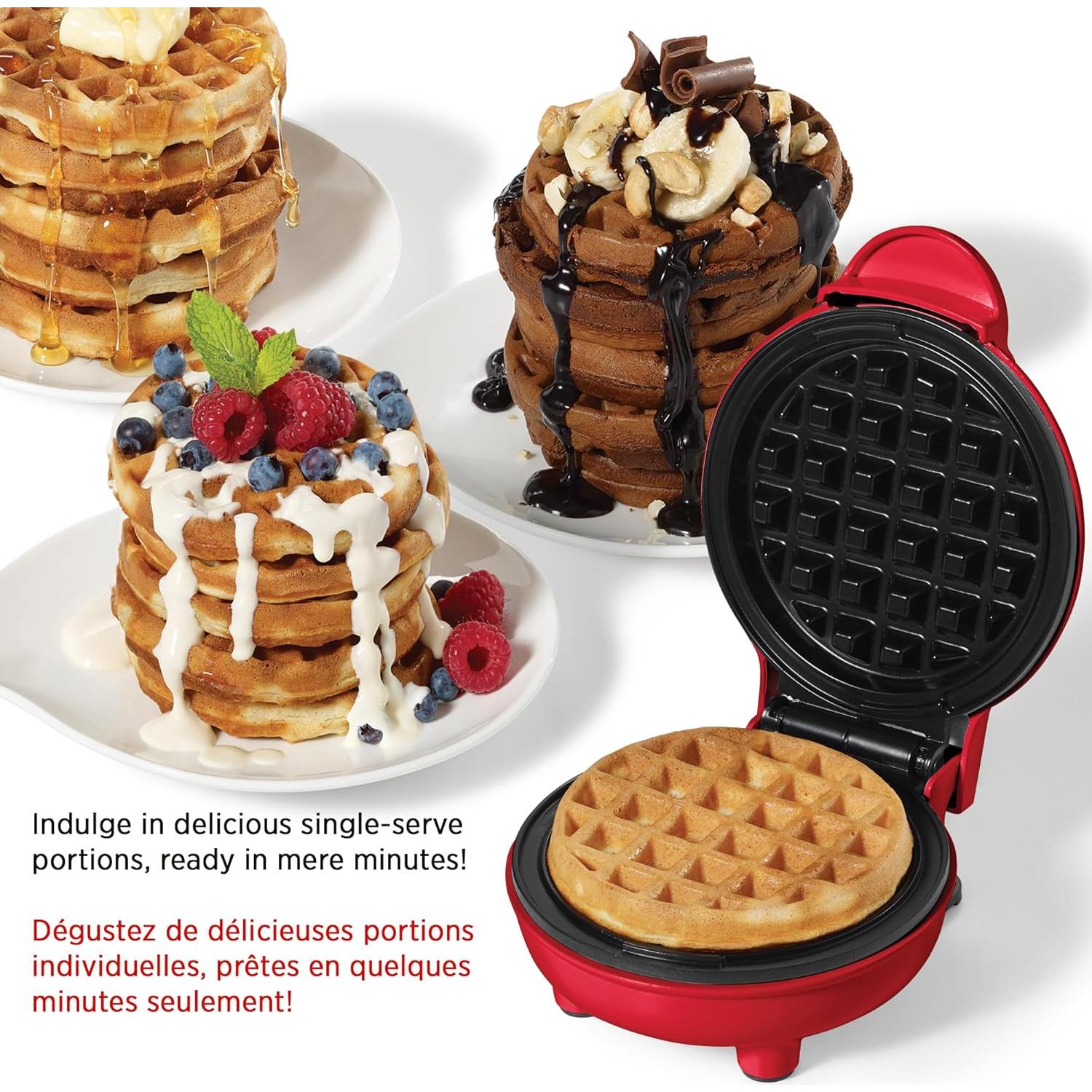 Mini Waffle Maker Starfrit 10,16 cm Antiadherente 350W Rojo