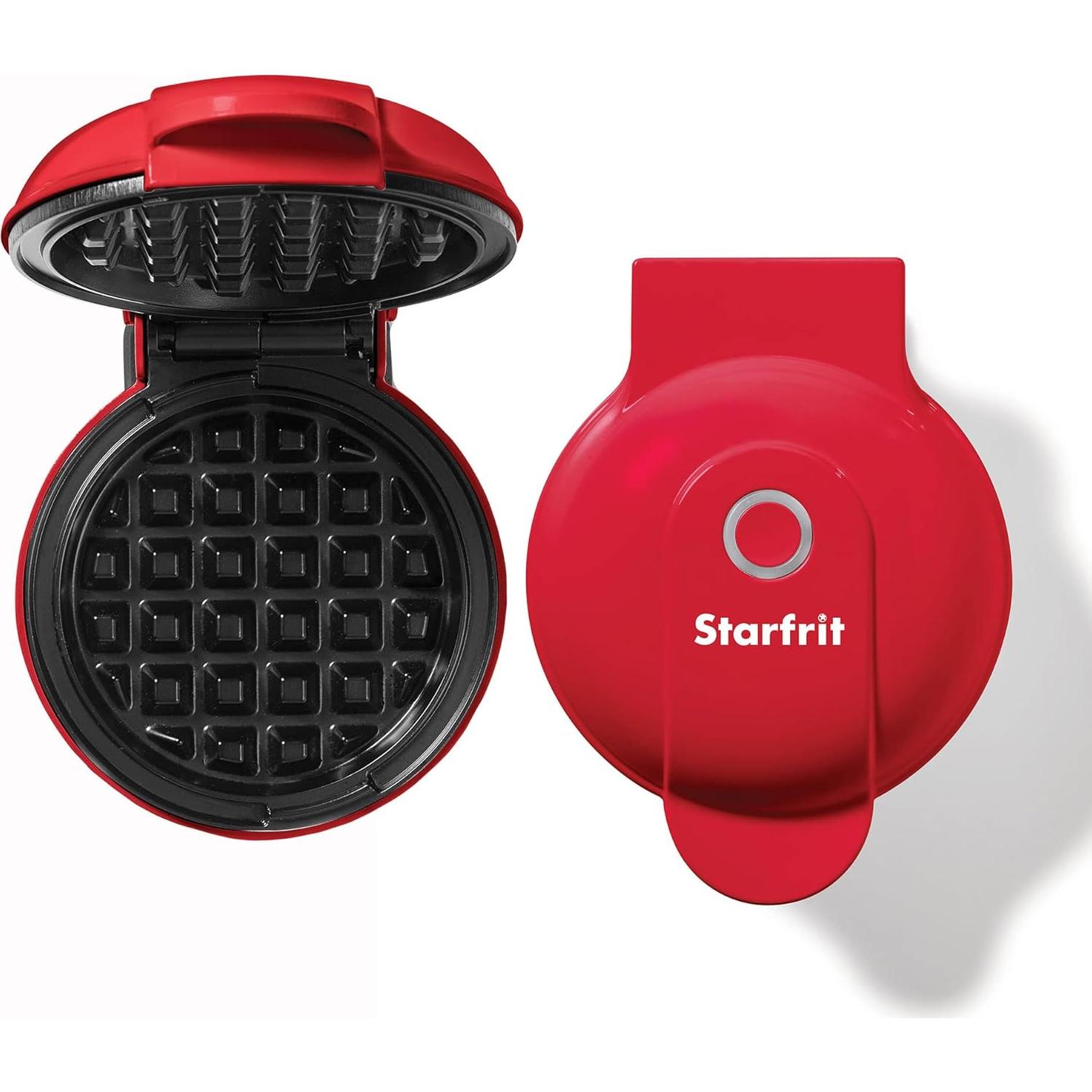 Mini Waffle Maker Starfrit 10,16 cm Antiadherente 350W Rojo