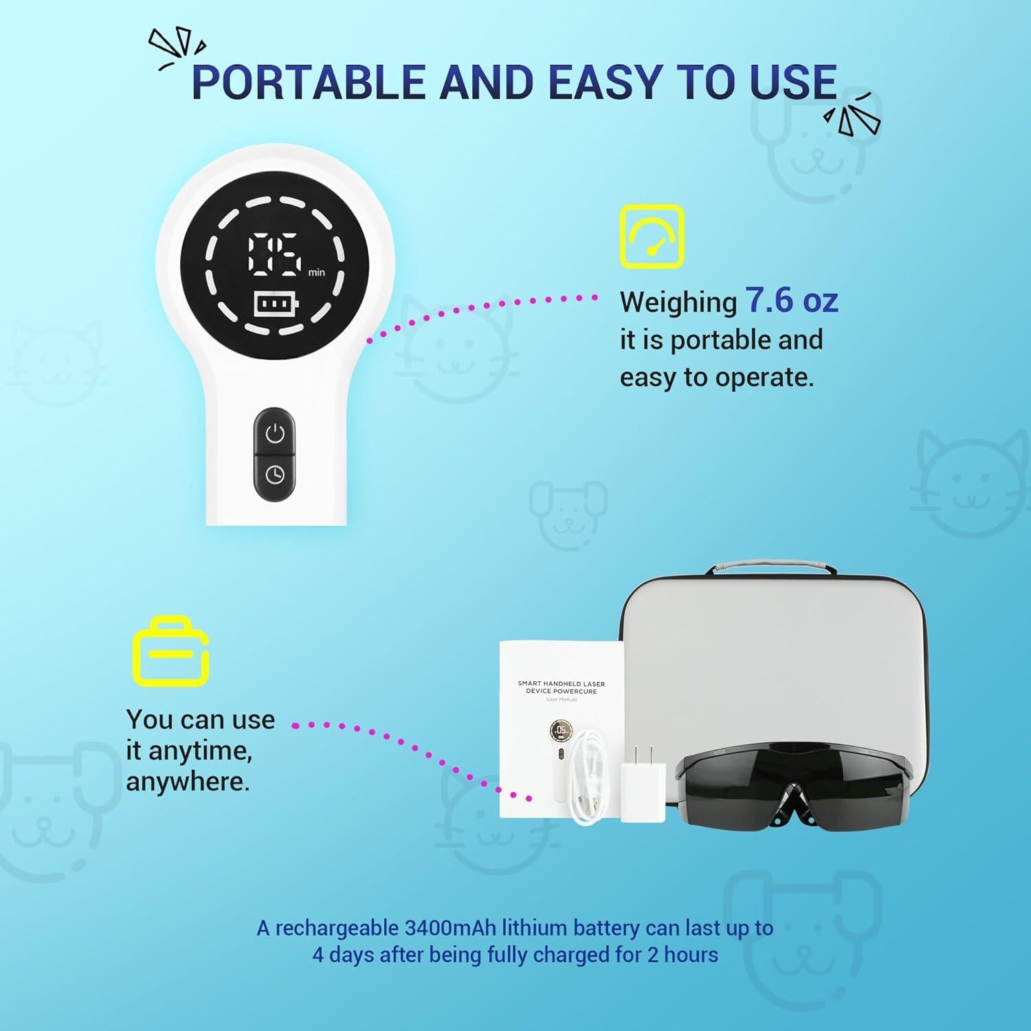 Dispositivo de Terapia con Láser Frío Mibest para Mascotas - Alivio Dolor Articulaciones y Músculos